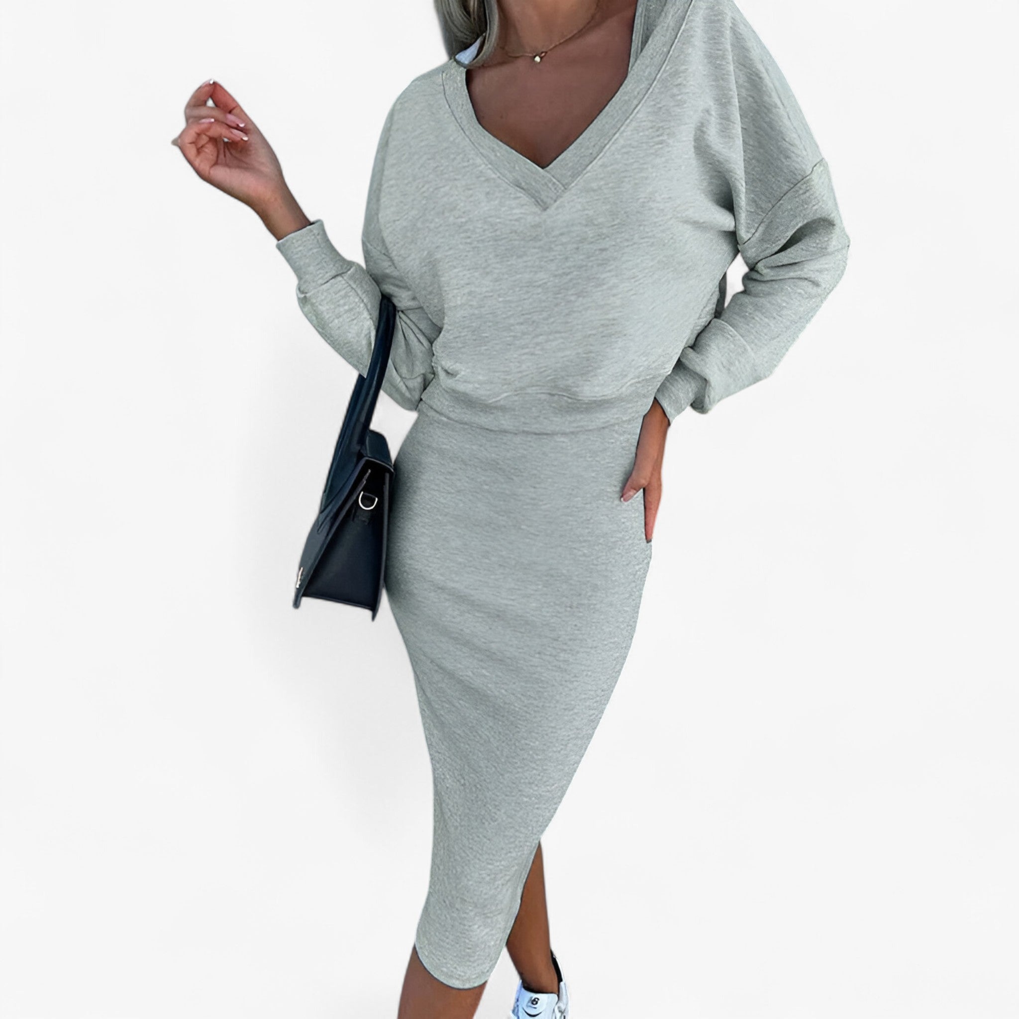Lea | Set maglione e vestito – Comodo e sexy - Grigio - - Concept Palermo
