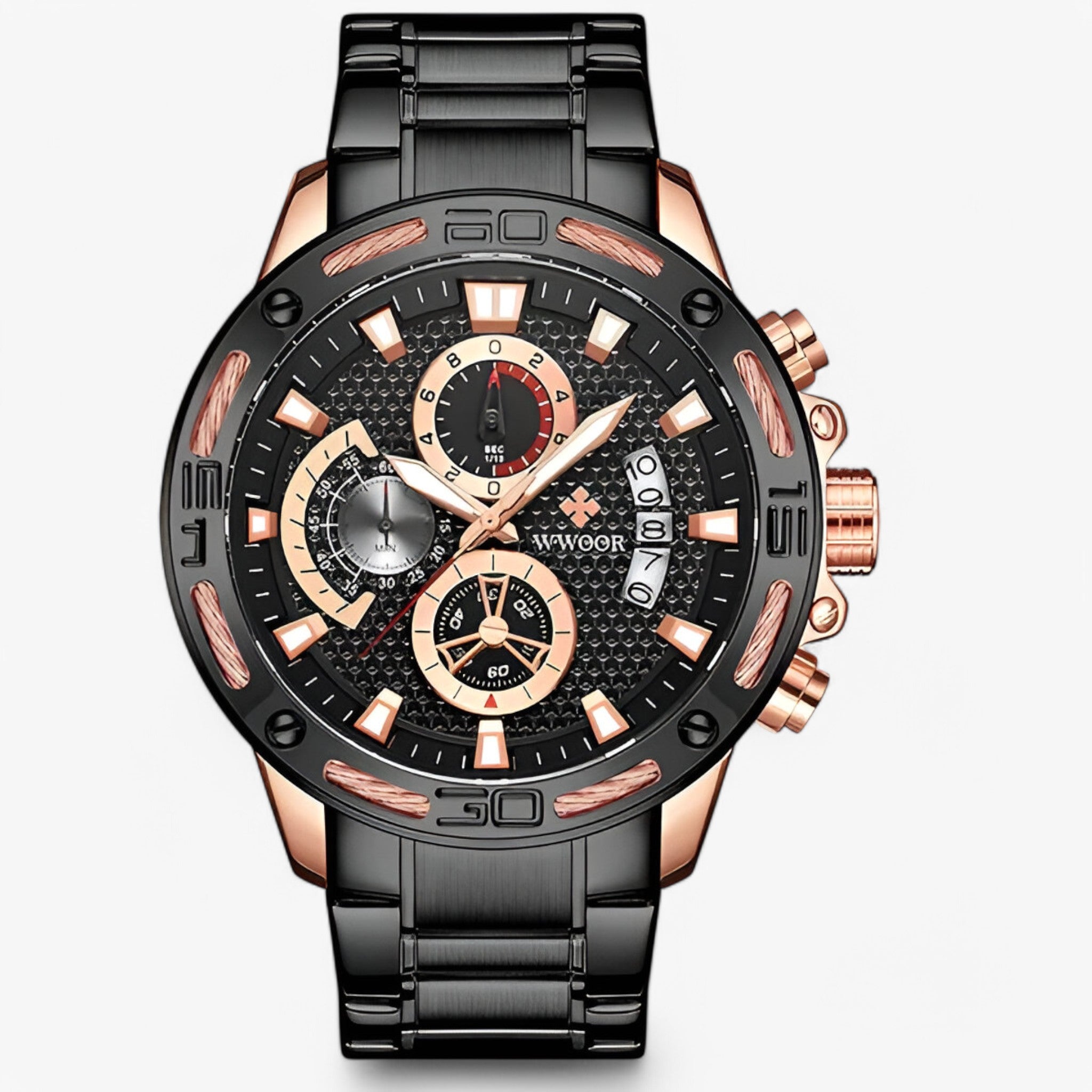 Linus | Orologio Cronografo di Lusso in Acciaio Inossidabile - rosa nero - - Concept Palermo