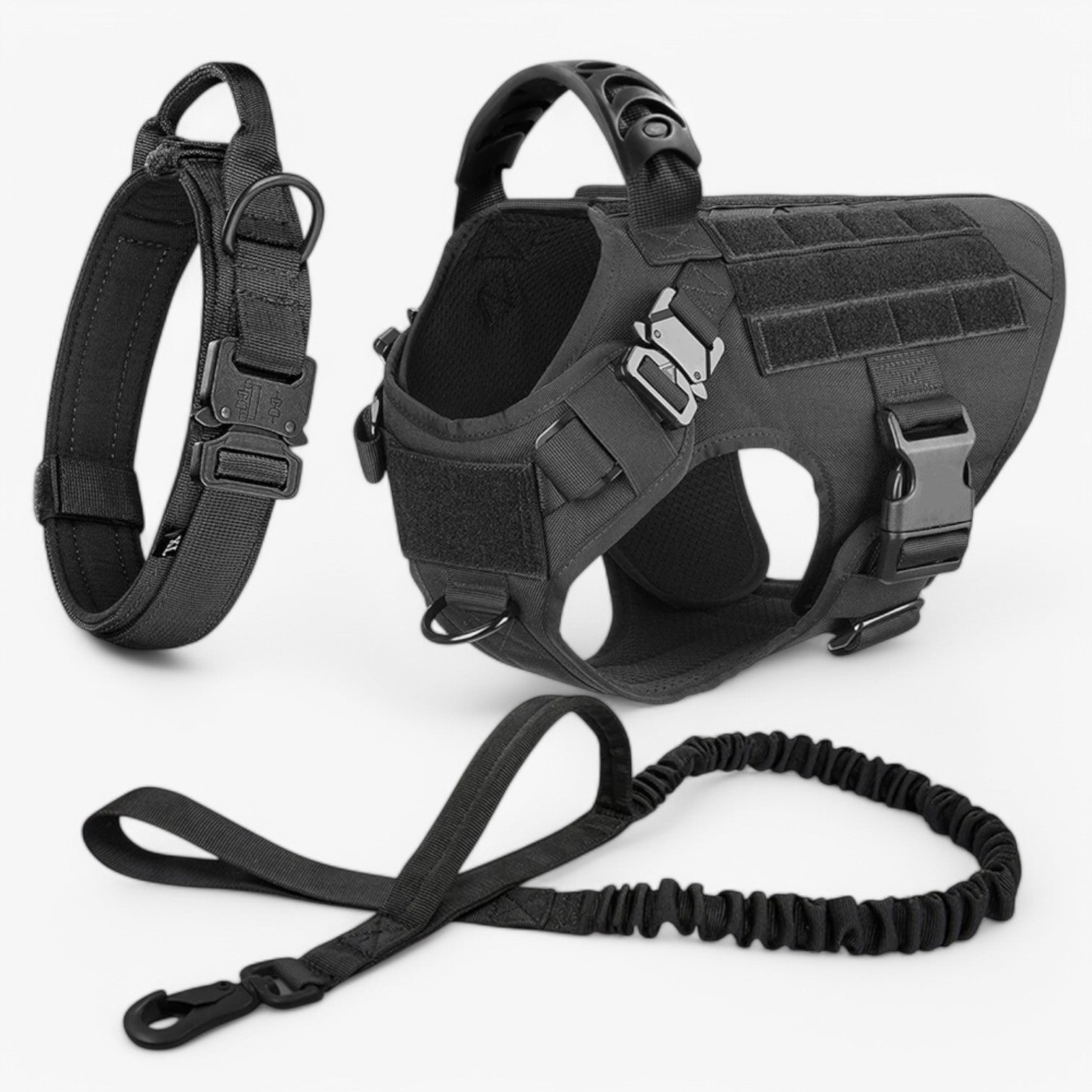 Bernado | Imbracatura tattica per cani - Attrezzatura da addestramento sicura e confortevole - Set Nera - dog DOG SUPPLIES - Concept Palermo