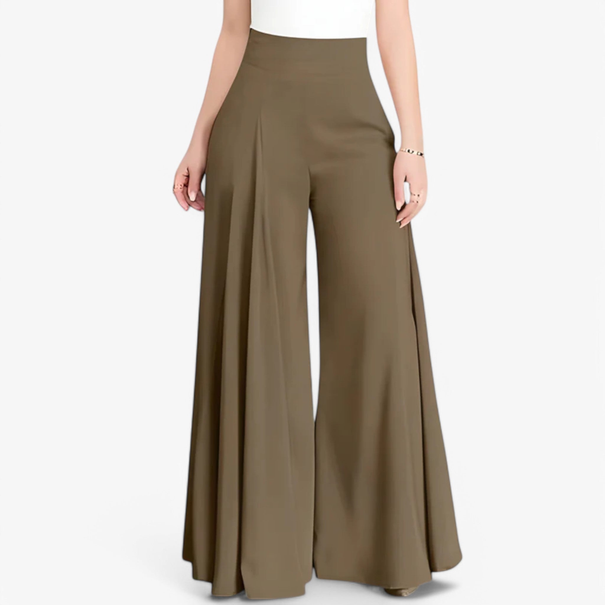 Anna | Pantaloni a gamba larga: eleganti e comodi - Marrone - - Concept Palermo