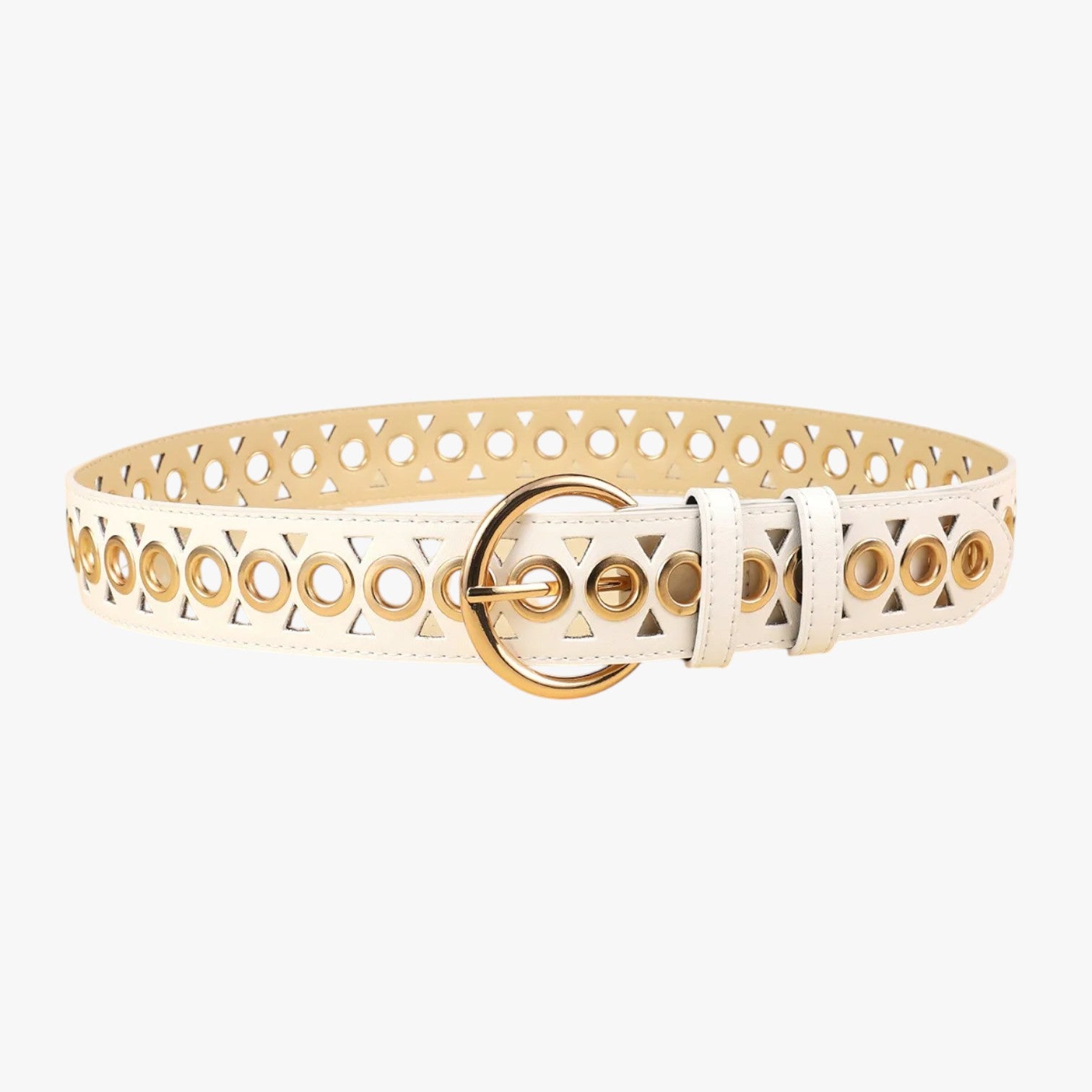 Emelia | Fascia vita punk in pelle Y2K con fibbia a spillo - bianco 110cm - Belts waist belt for women Womens belt - Concept Palermo