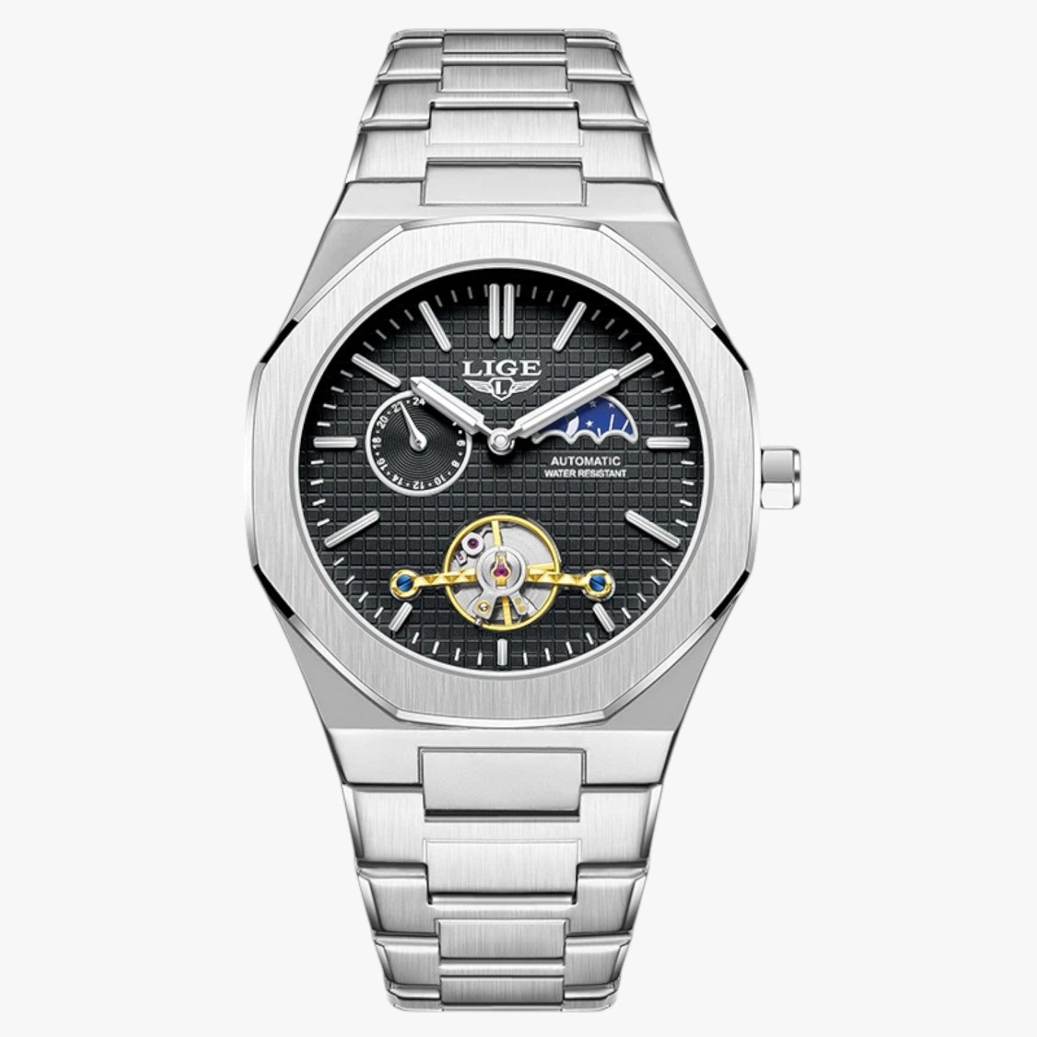 Lennox | Orologio meccanico di lusso impermeabile - Nero argento - watch watch for men WATCHES FOR MEN - Concept Palermo