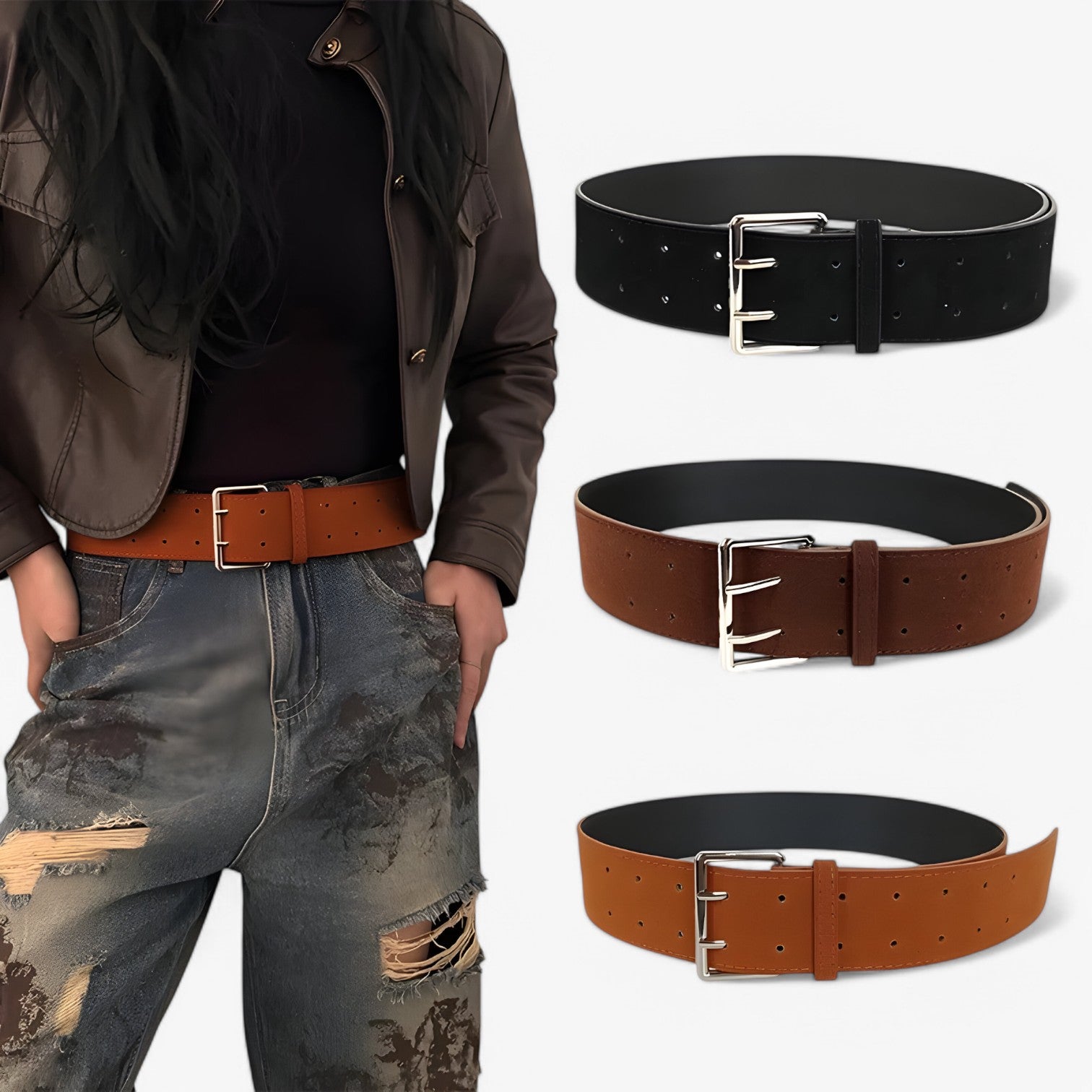 Rachel| Cintura Larga in Seta di Camoscio con Fibbia Argento - - belts waist belt for women women belt round Womens belt - Concept Palermo