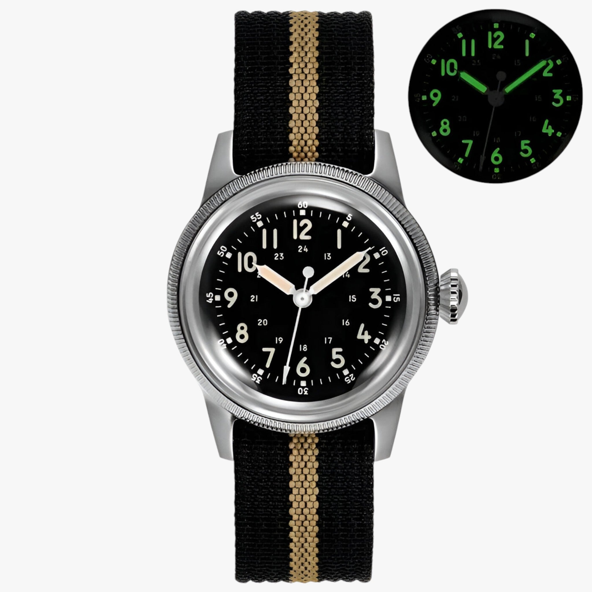 Enzo | Orologio militare vintage di precisione - Argento Nero - - Concept Palermo