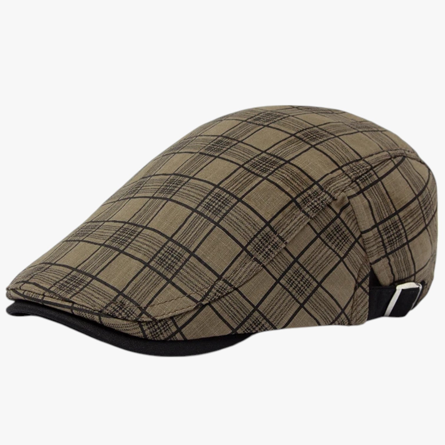 Blake | Berretto Estivo in Cotone e Lino Vintage - Plaid Dark khaki Adjustable 54-59 cm - caps mens cap - Concept Palermo
