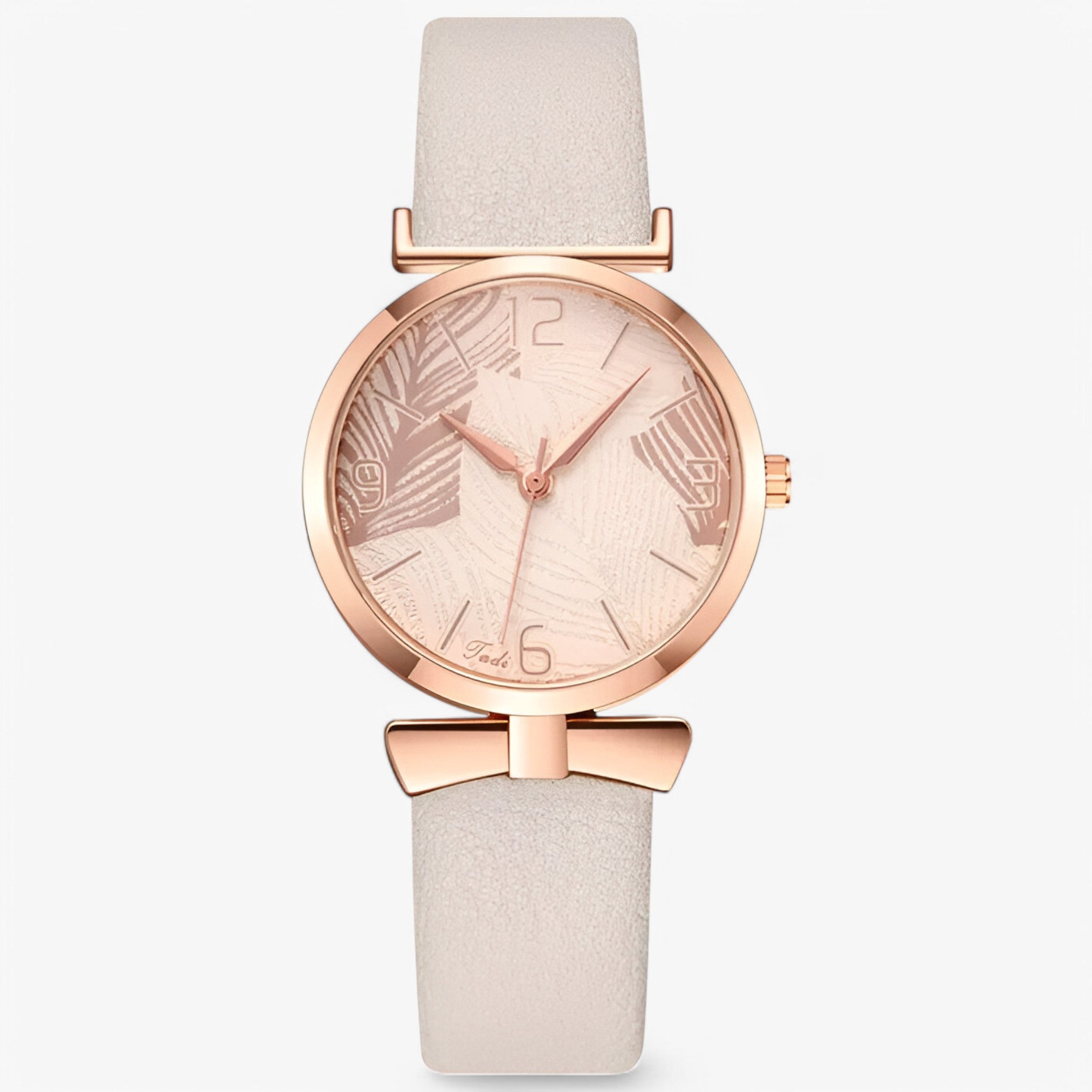 Lesley | Orologio da donna digitale al quarzo con motivo a foglia e cinturino alla moda - Beige - female watch watch for women - Concept Palermo
