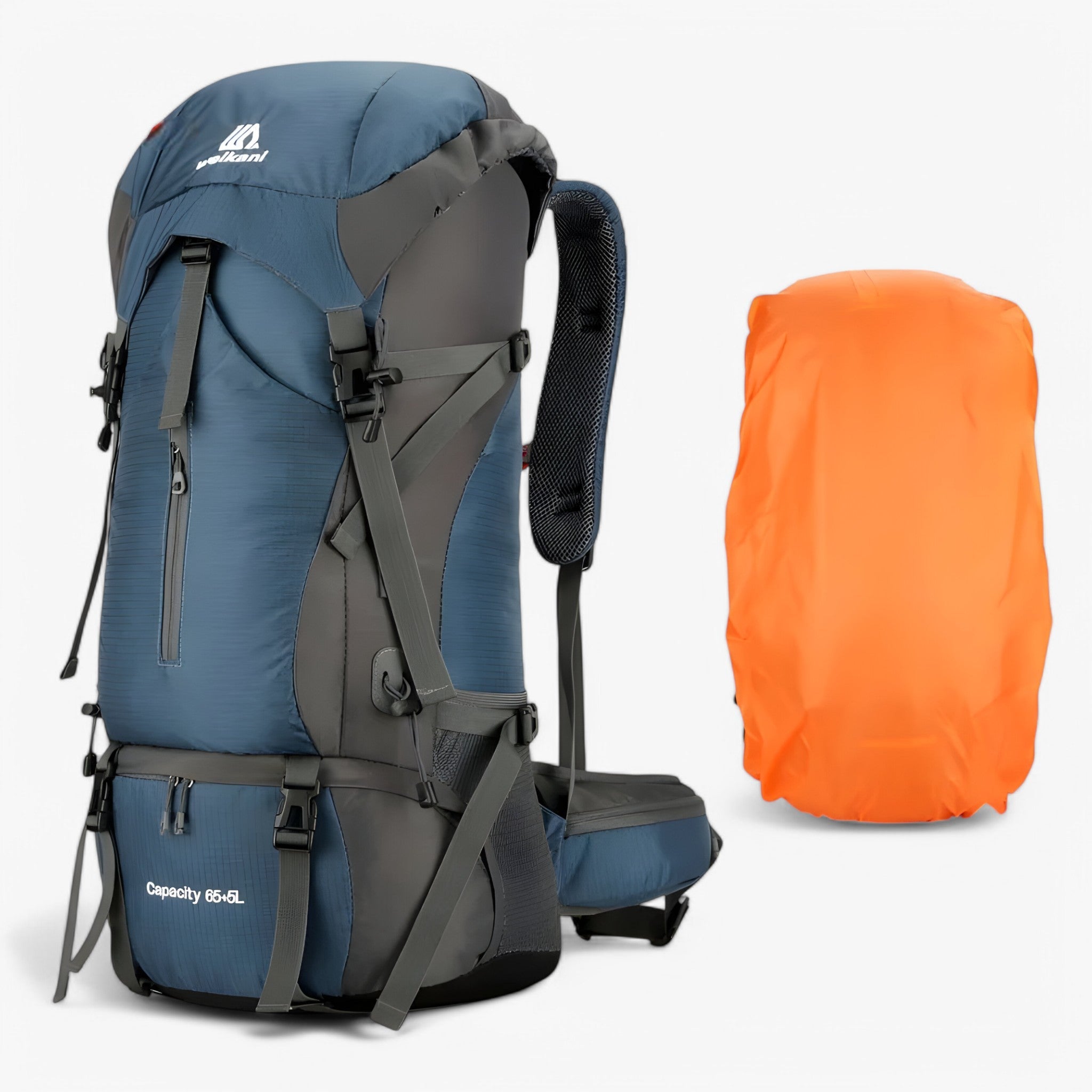 Zaino da campeggio in nylon da 70L con copertura antipioggia - 70L Blu Marino - 70L backpack hiking backpacks travel backpacks - Concept Palermo