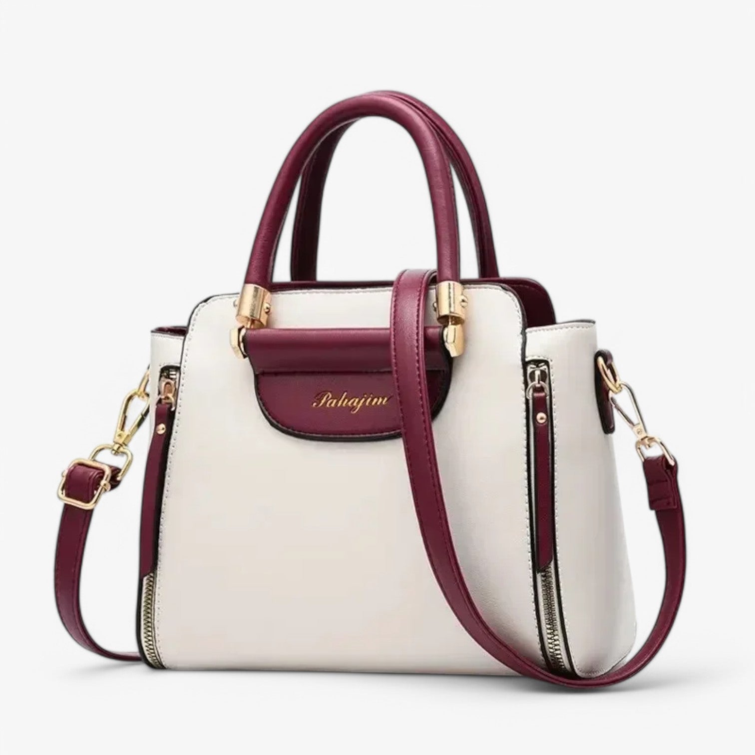 Elisabeth | Borsa a Mano Chic a Contrasto – Elegante e Professionale per il Lavoro - Bordeaux - Bags handbags women bags - Concept Palermo