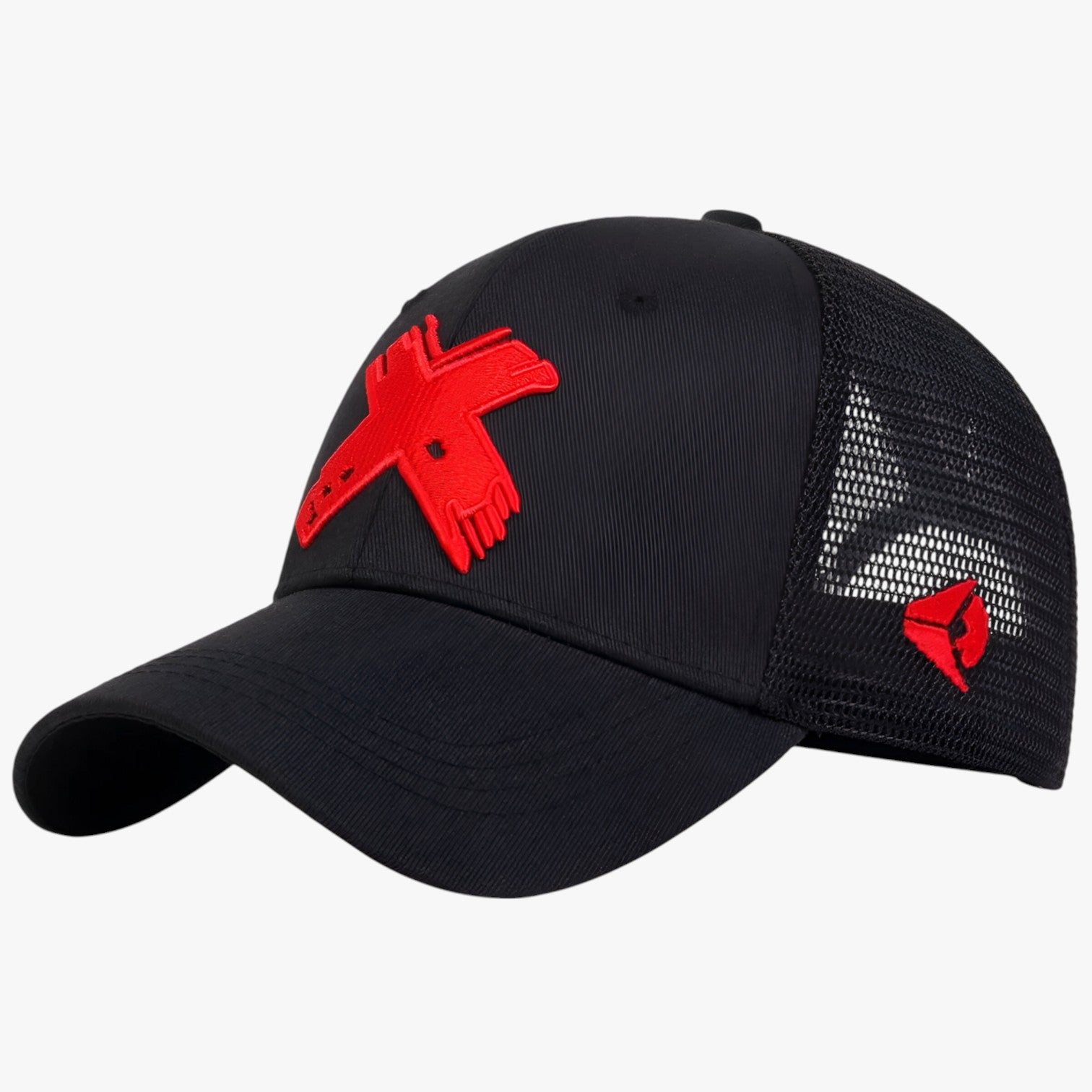 David | Berretto estivo con rete e ricamo X - nero rosso - Baseball caps caps mens cap - Concept Palermo