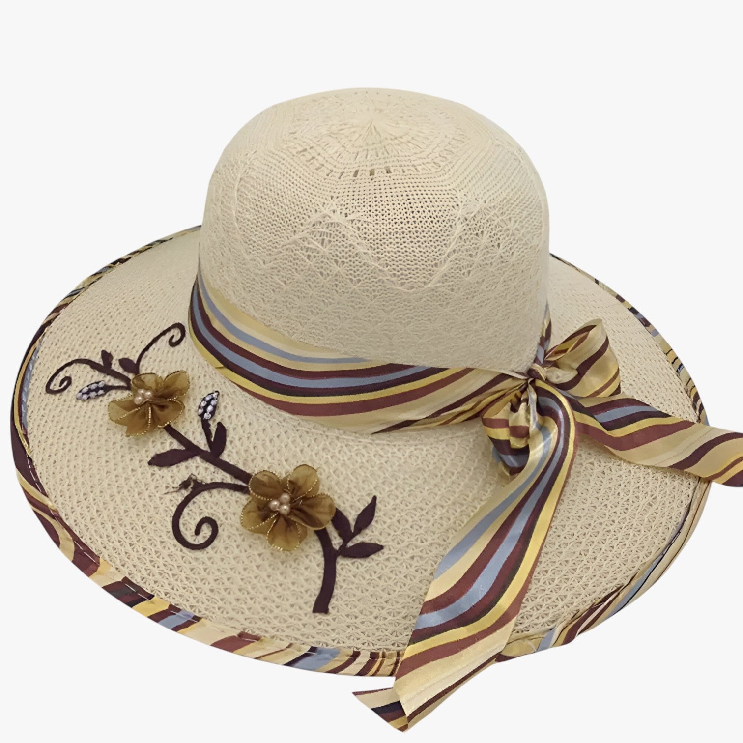Nadia | Cappello estivo con grande fascia - Elegante, pieghevole e protettivo dai raggi UV - Beige - hat Hat for girls summer hat Sun Hats women hat - Concept Palermo