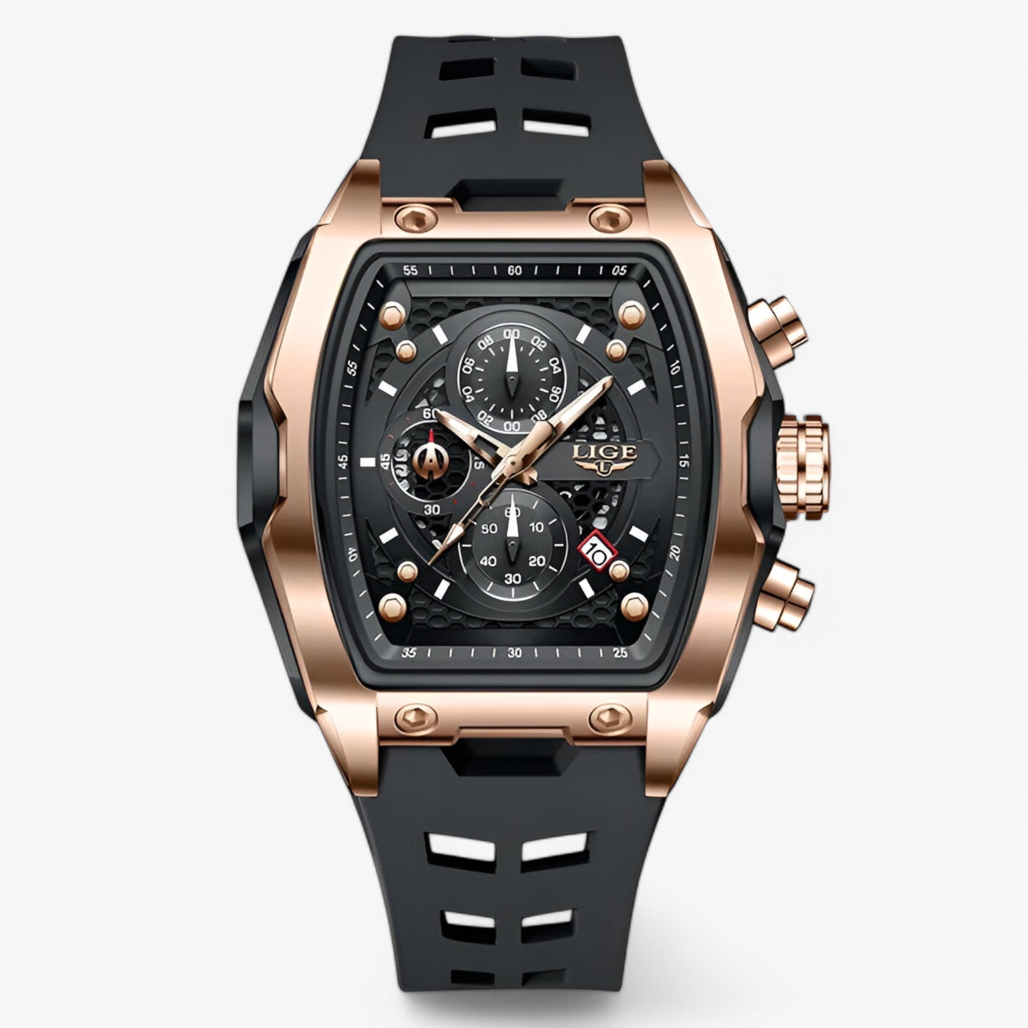 Lev | Orologio Sportivo di Lusso in Silicone - Oro rosa nero - - Concept Palermo
