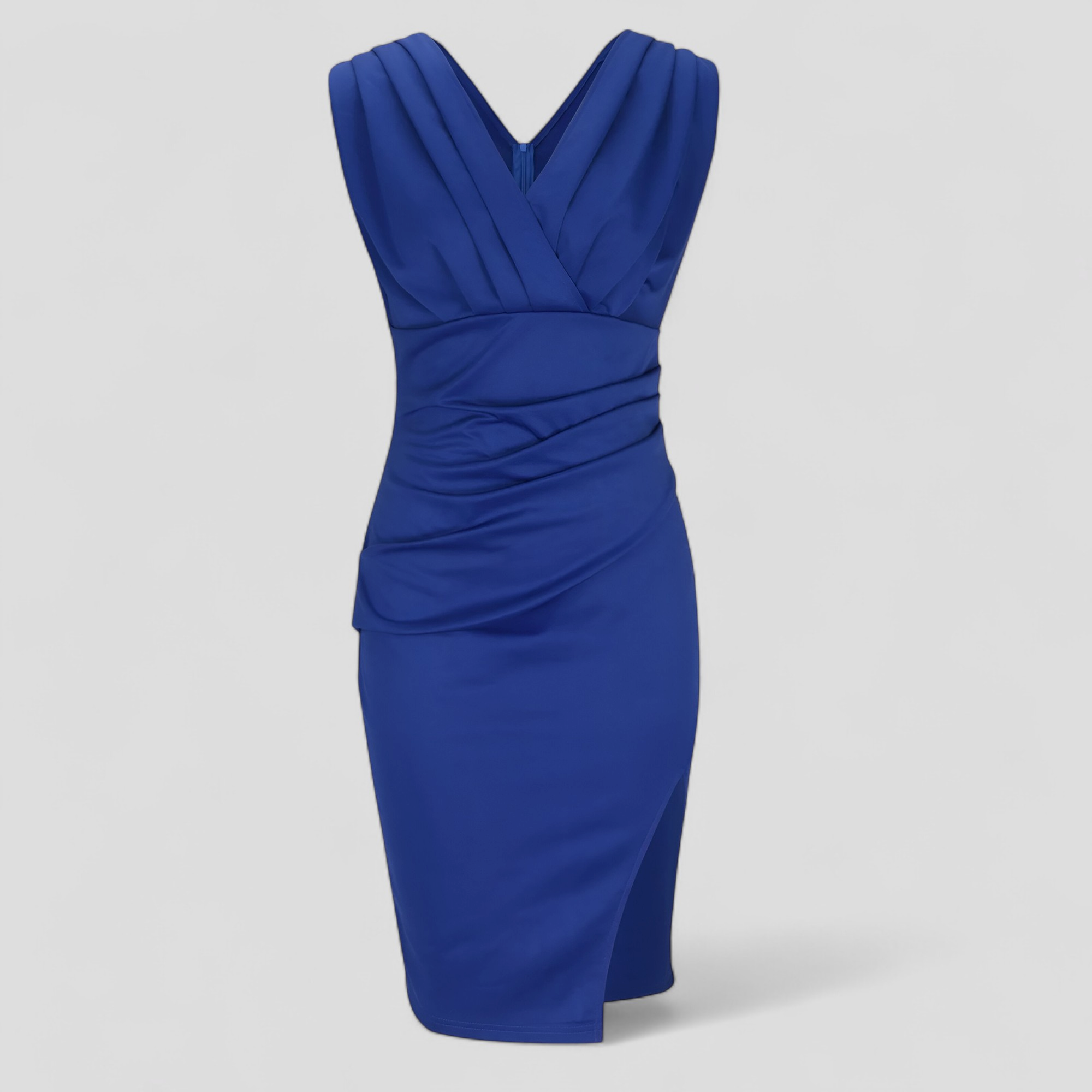 Aldina | Abito Elegante con V-Hals per Cerimonia Donna - Blu - abbigliamento chic abiti da gala abito affusolato abito elegante abito in tessuto morbido abito per occasioni speciali moda donna elegante vestito con V-hals vestito sensualità ed eleganza vestito versatile - Concept Palermo