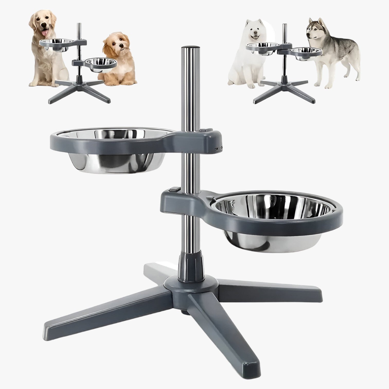 Zircon | Ciotola per Cani Regolabile con Ciotole in Acciaio Inox Ergonomica e Durevole - BIANCO - animali domestici - Concept Palermo