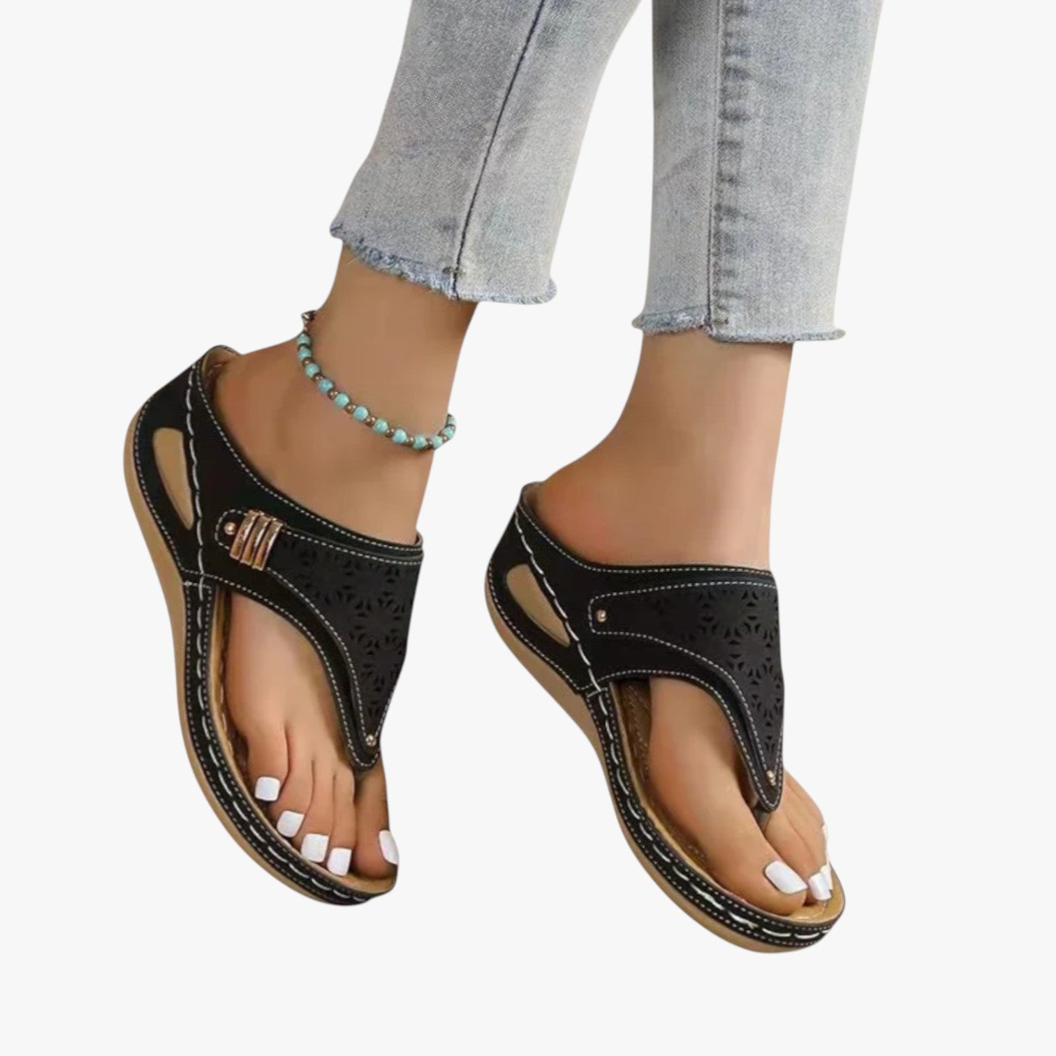 Julia | Sandali Ortopedici Donna Morbidi, Antiscivolo e con Zeppa Estiva - - breathable sandals easy wear sandals fashion sandals stylish sandals - Concept Palermo