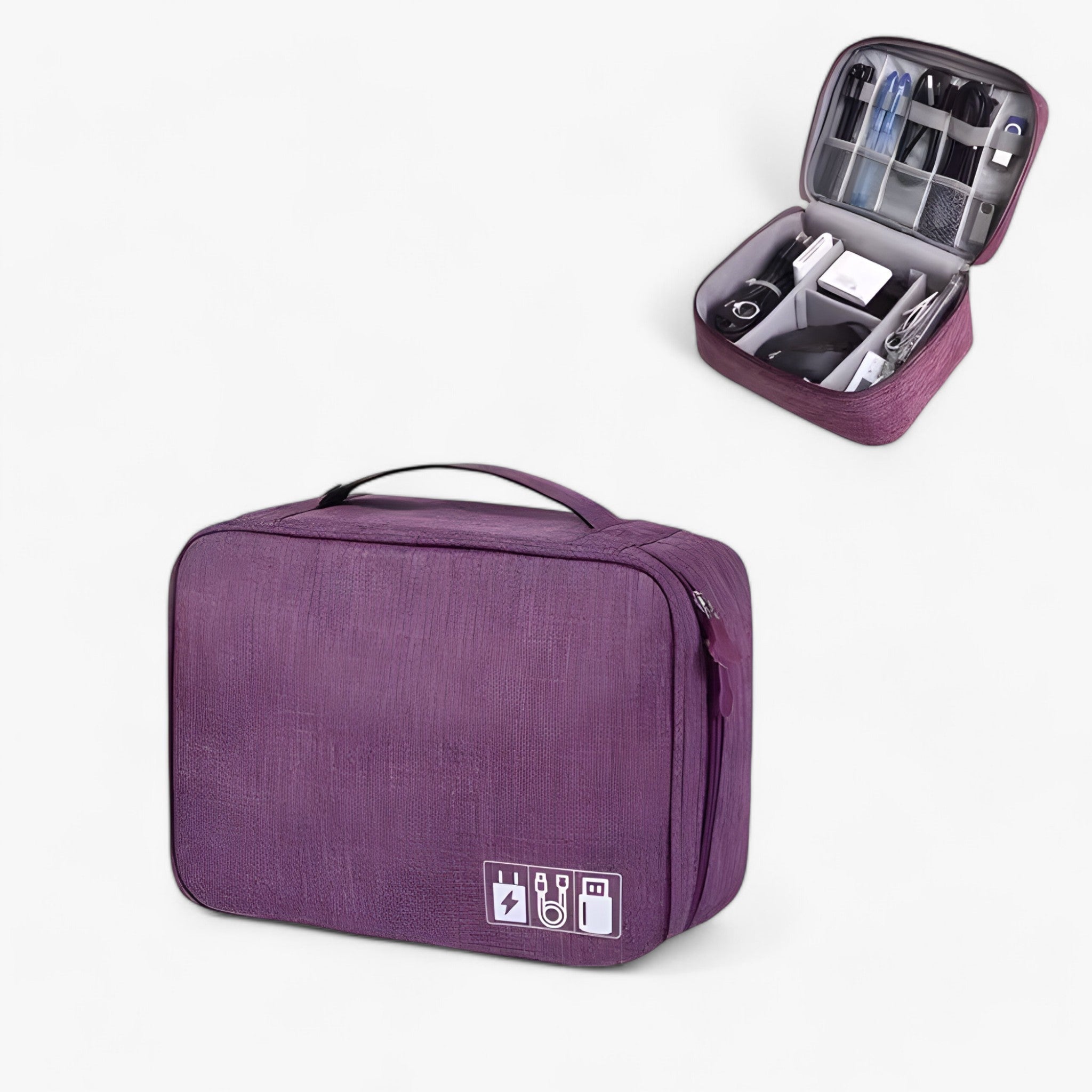 Ethan | Borsa per l'archiviazione digitale - Protezione per cavi, caricabatterie e gadget - Borsa viola A - - Concept Palermo