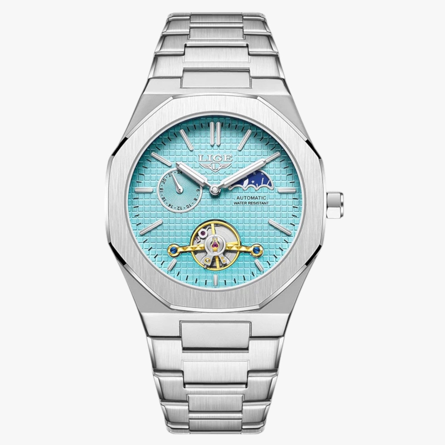 Lennox | Orologio meccanico di lusso impermeabile - Azzurro aria argento - watch watch for men WATCHES FOR MEN - Concept Palermo