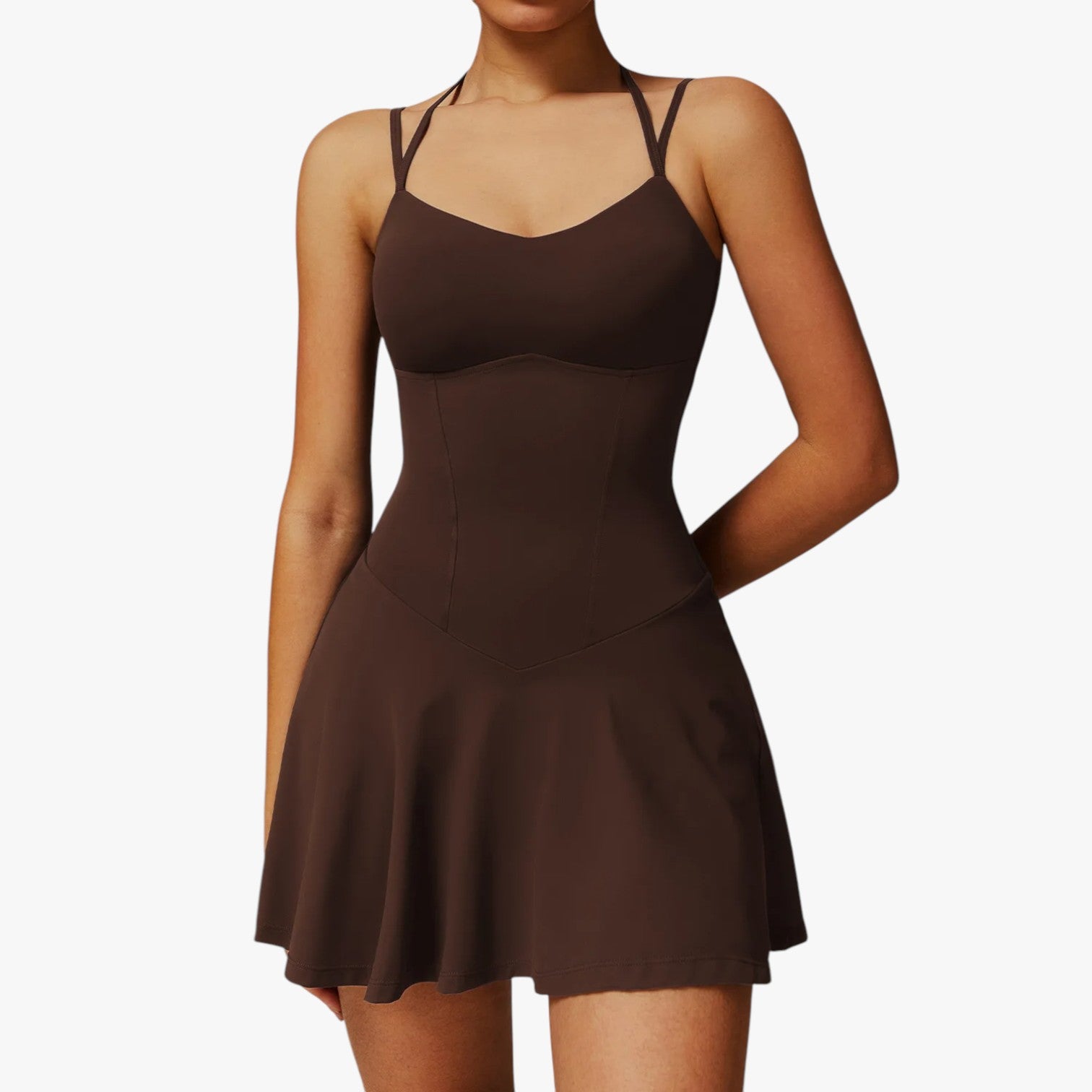 Charlotte | Abito sportivo - Leggero, ad asciugatura rapida, con tasca nascosta - Tè bruciato - women clothes women set clothes women sportswear - Concept Palermo