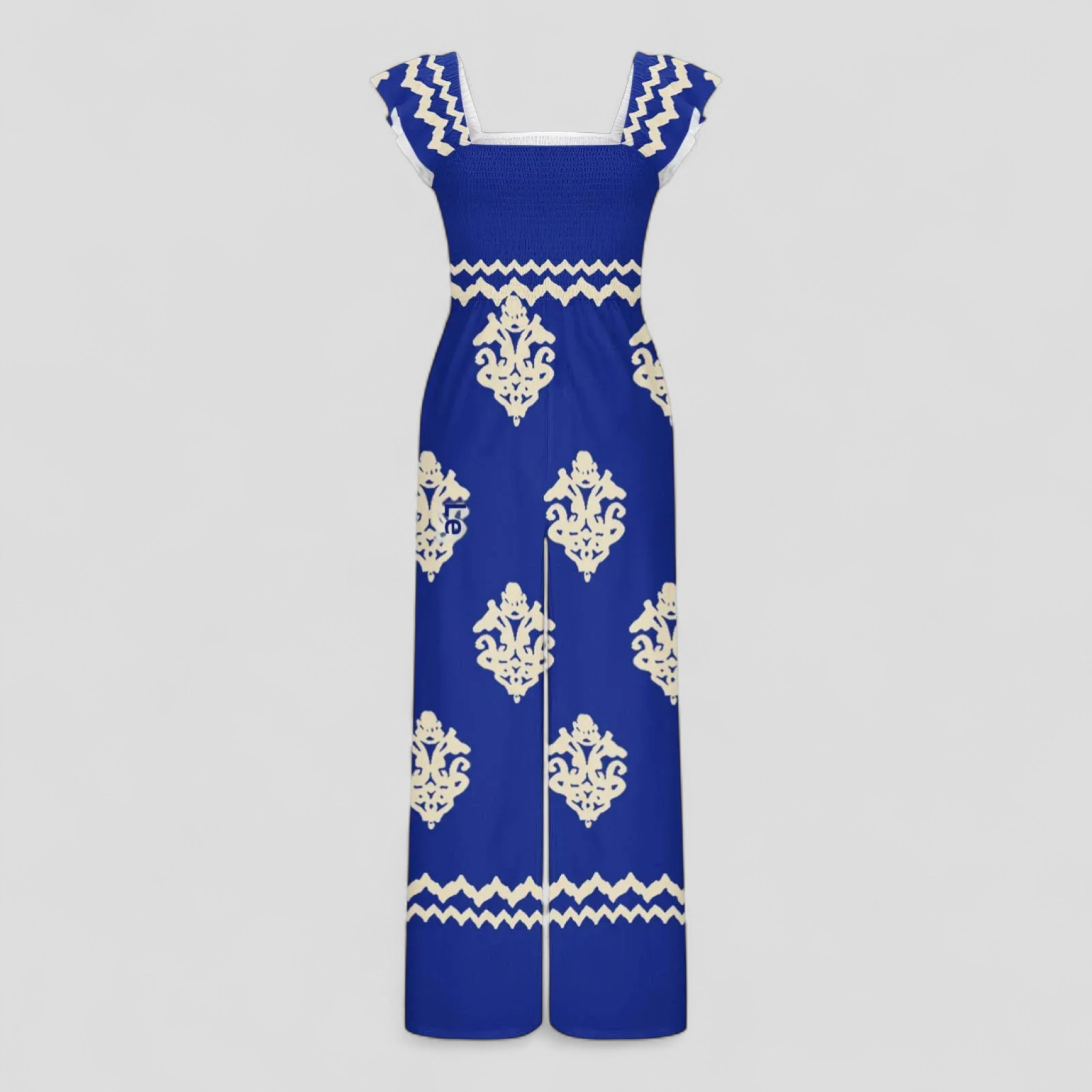 Marisa | Tuta Elegante Donna Bohemien a Vita Alta - Blu - abbigliamento casual gamba larga look vintage moda femminile tuta bohemien tuta con cappuccio tuta donna tuta elegante tuta estiva vita alta - Concept Palermo
