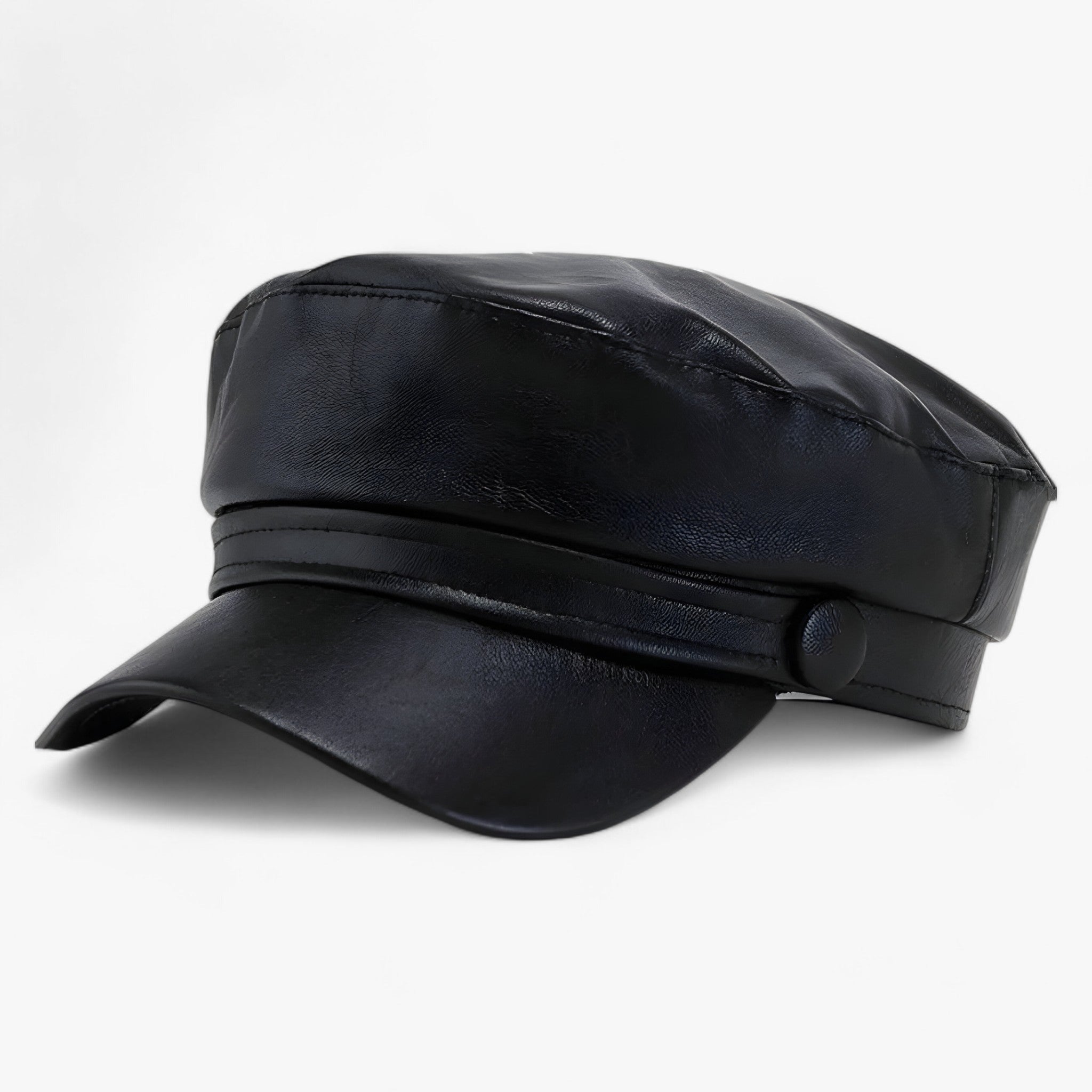 Nova | Cappello piatto ottagonale | Cappello in pelle PU - Nero - - Concept Palermo