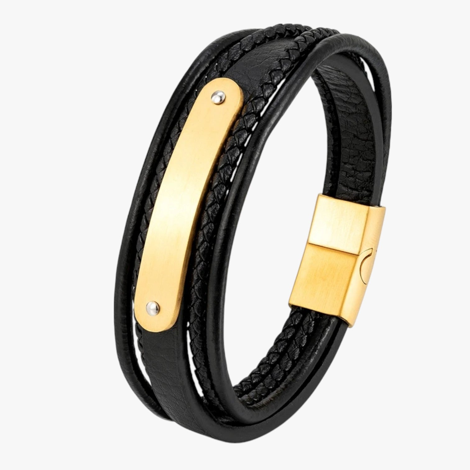 Romeo | MKENDN Bracciale Personalizzato in Pelle con Nome o Lettera - Oro - BRACELET bracelet for men BRACELETS mens bracelet - Concept Palermo