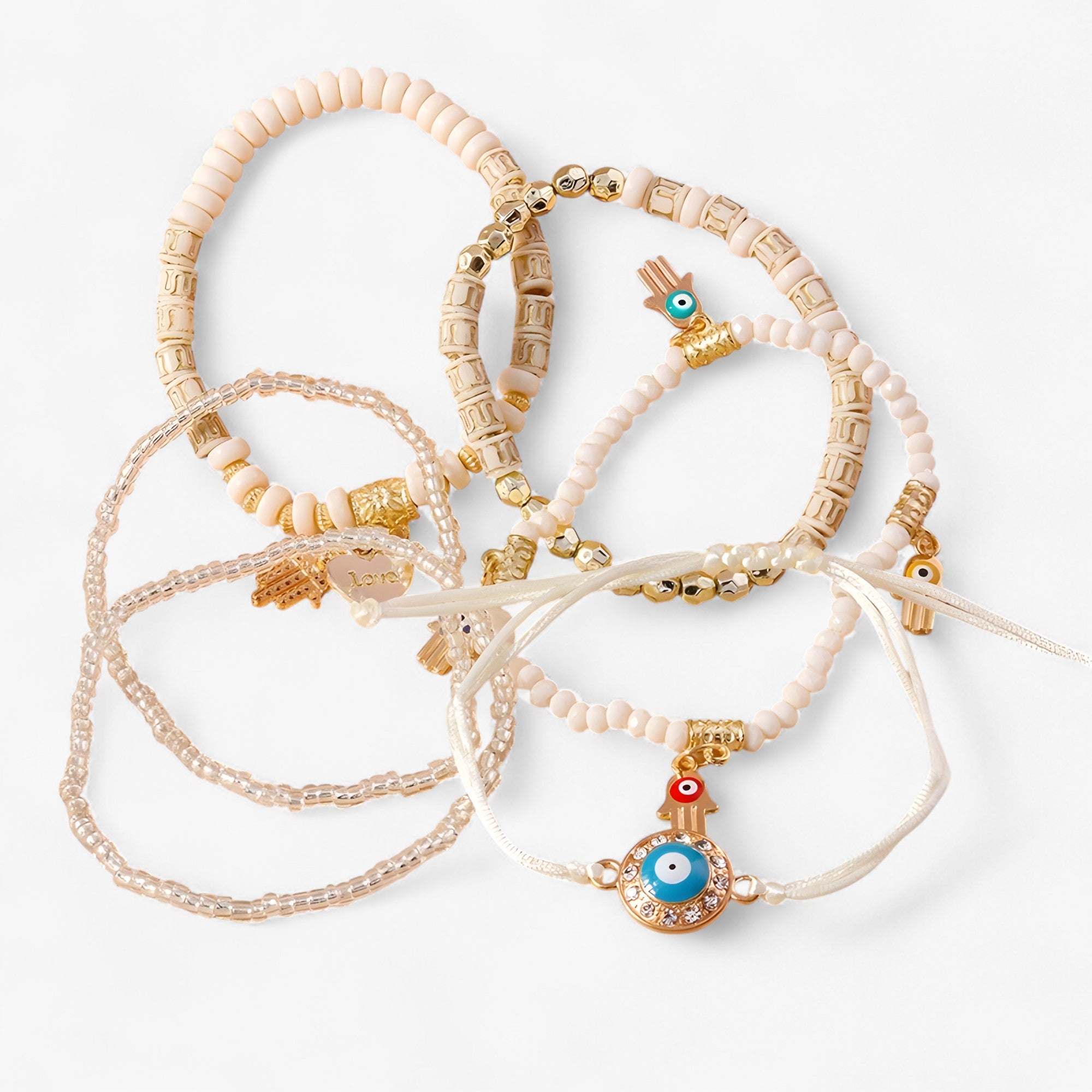 Mira | Braccialetto di perline multi-stile Charmed Essence con accenti Mano di Fatima - - CHANGE Jewellery - Concept Palermo