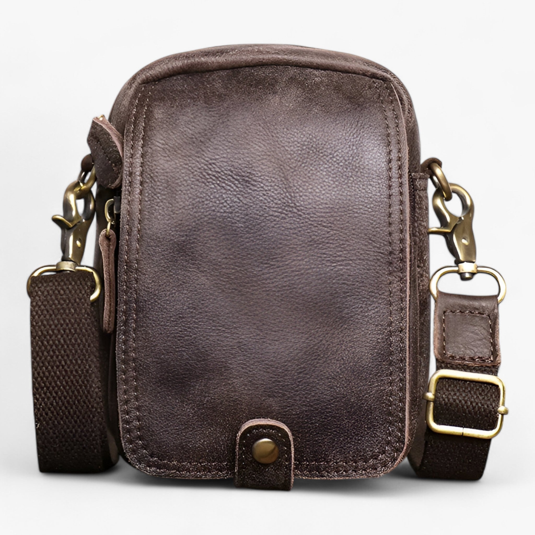 Henry | Borsa a tracolla in pelle bovina - Leggera e pratica - Caffè - - Concept Palermo