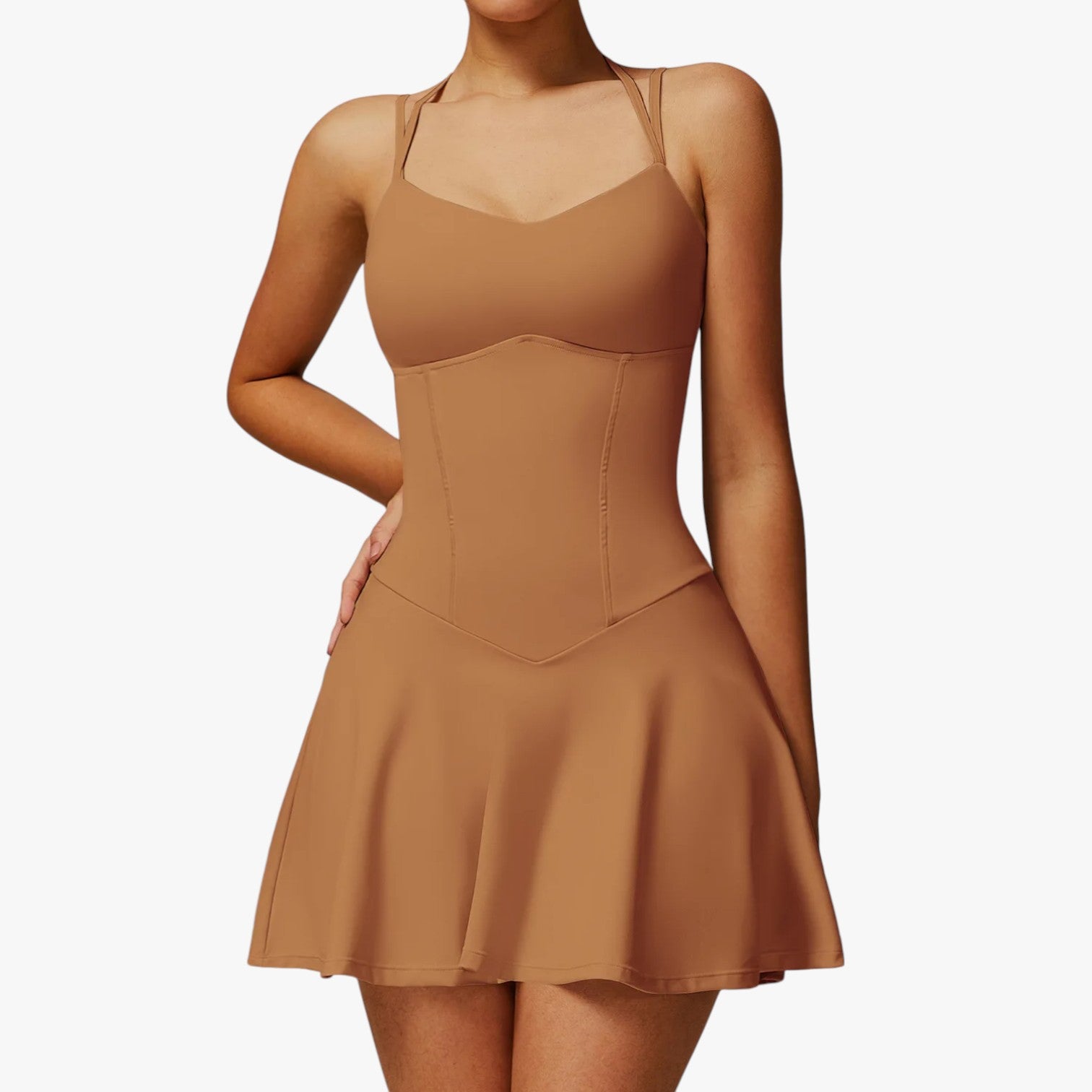 Charlotte | Abito sportivo - Leggero, ad asciugatura rapida, con tasca nascosta - Marrone arancione - women clothes women set clothes women sportswear - Concept Palermo