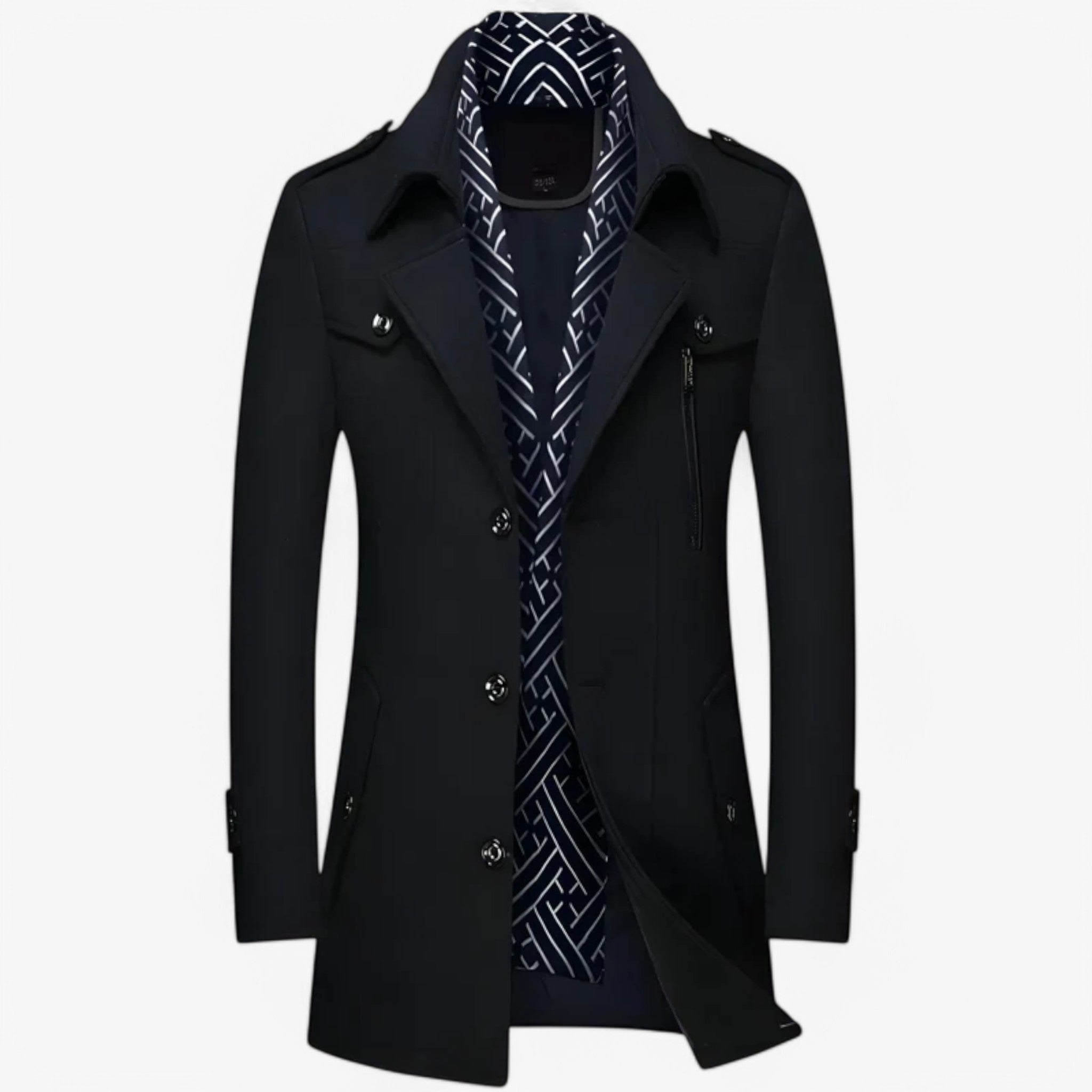 King | Cappotto in lana di media lunghezza - Nero - - Concept Palermo