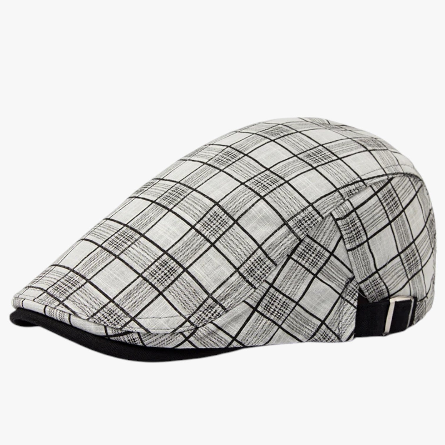 Blake | Berretto Estivo in Cotone e Lino Vintage - Plaid White Adjustable 54-59 cm - caps mens cap - Concept Palermo