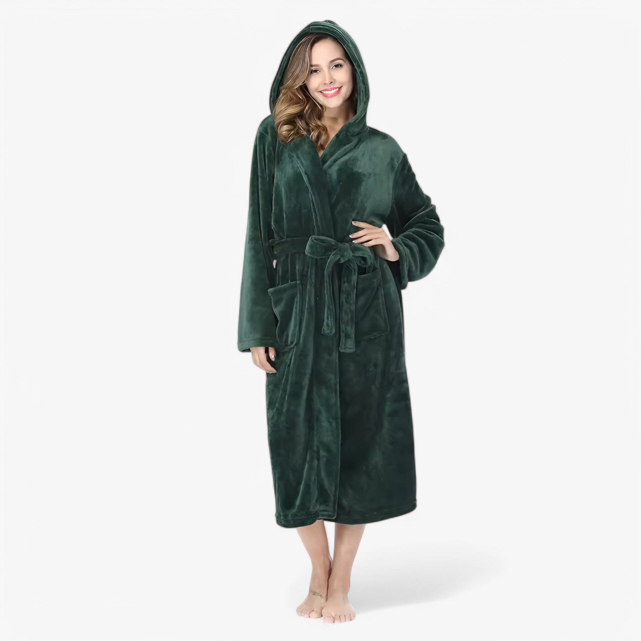 Amalie | Accappatoio in Fleece Morbido e Caldo - Verde scuro - - Concept Palermo