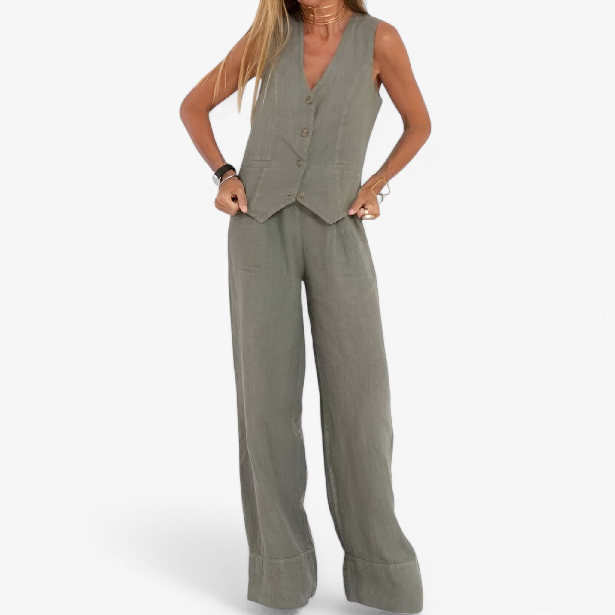 Lina | Gilet senza maniche (con pantaloni coordinati gratuiti) - Grigio - - Concept Palermo