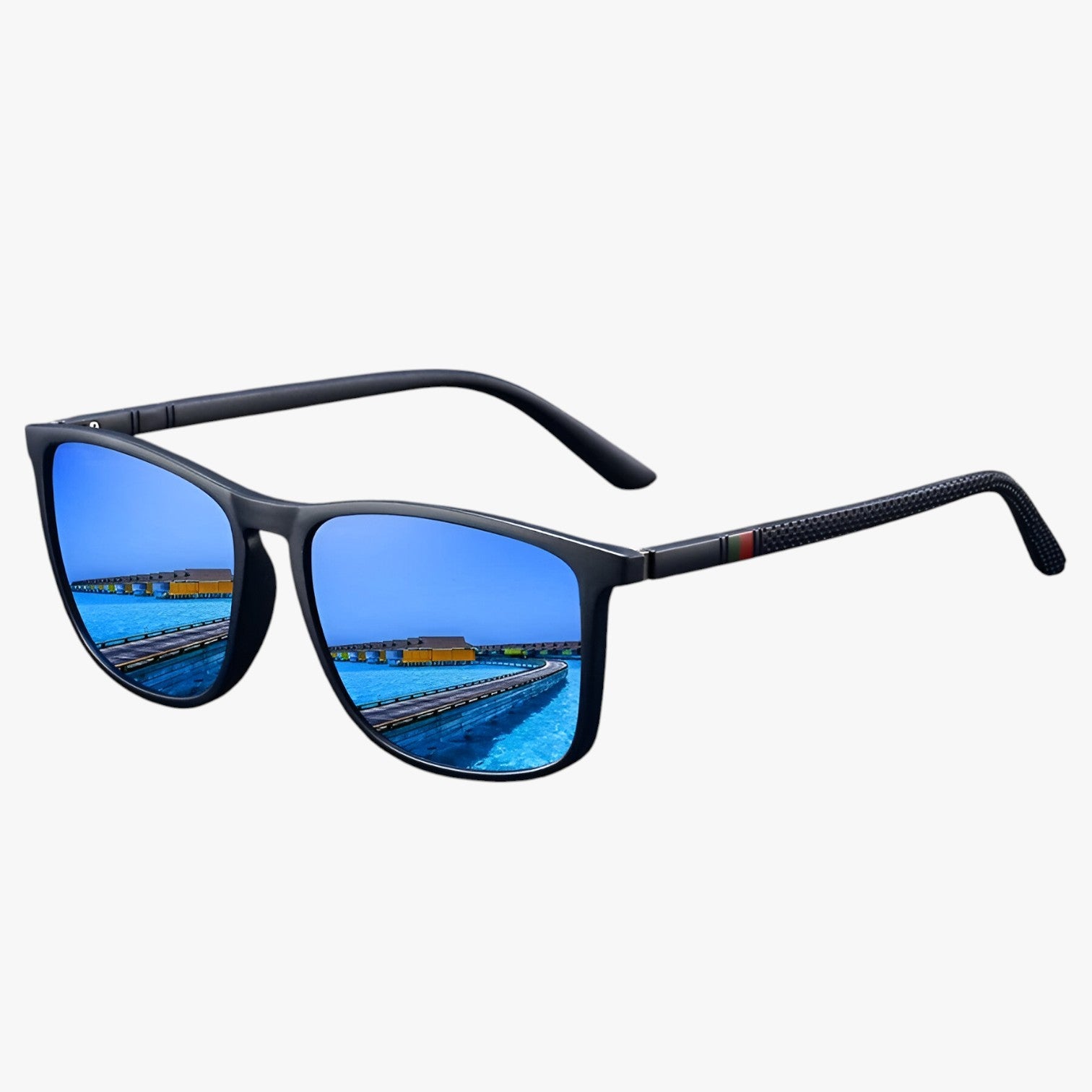Jasper | Occhiali polarizzati vintage a strisce - Specchio Blu Ghiaccio - Fashion Sunglasses mens sunglasses Sunglasses - Concept Palermo
