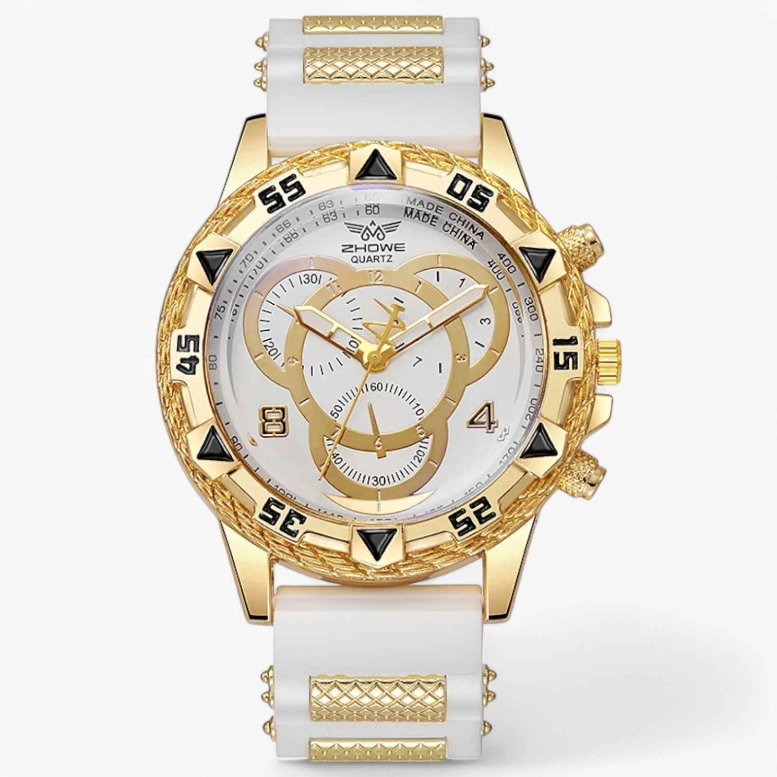 Renato | Orologio sportivo elegante con cinturino in silicone comodo - Oro Bianco - mens accessory watch watch for men - Concept Palermo