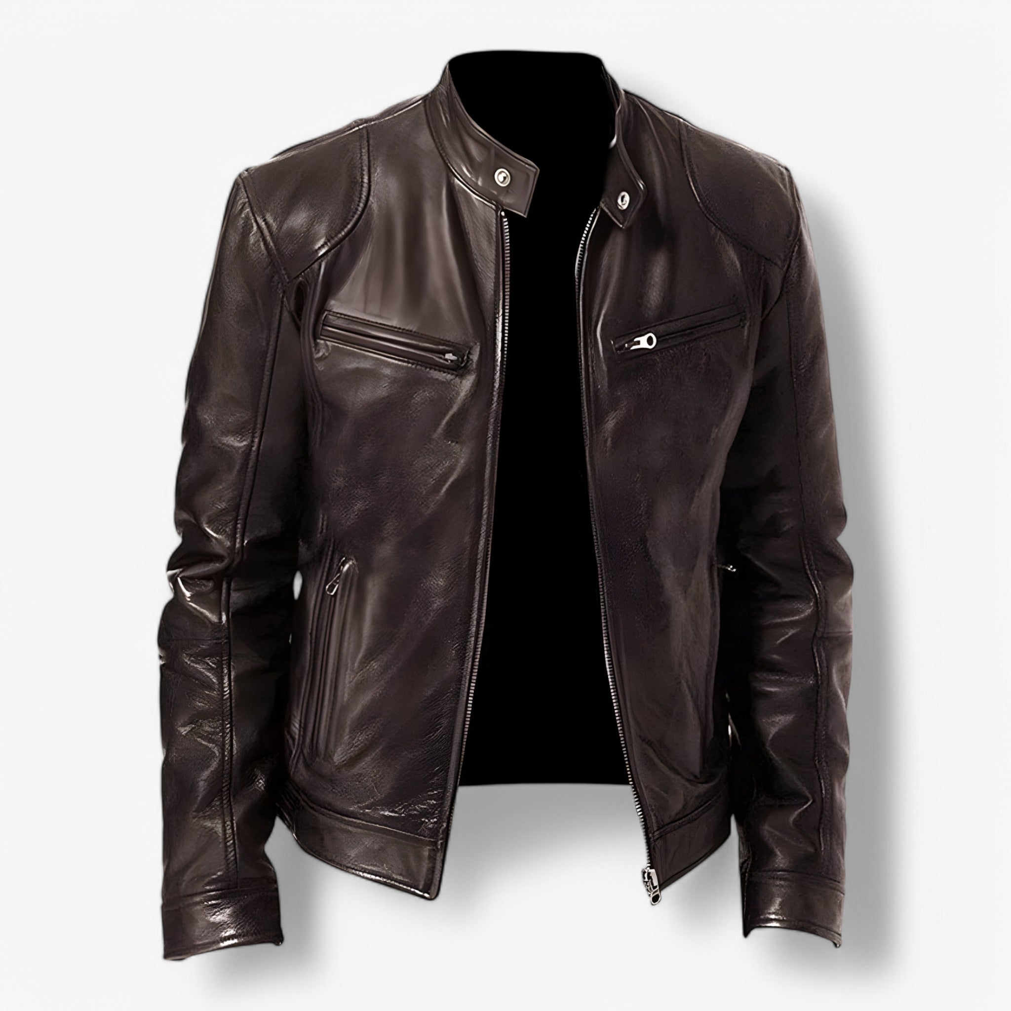Martin | Giacca in Pelle Casual - Marrone scuro - leather jacket mens mens jacket - Concept Palermo