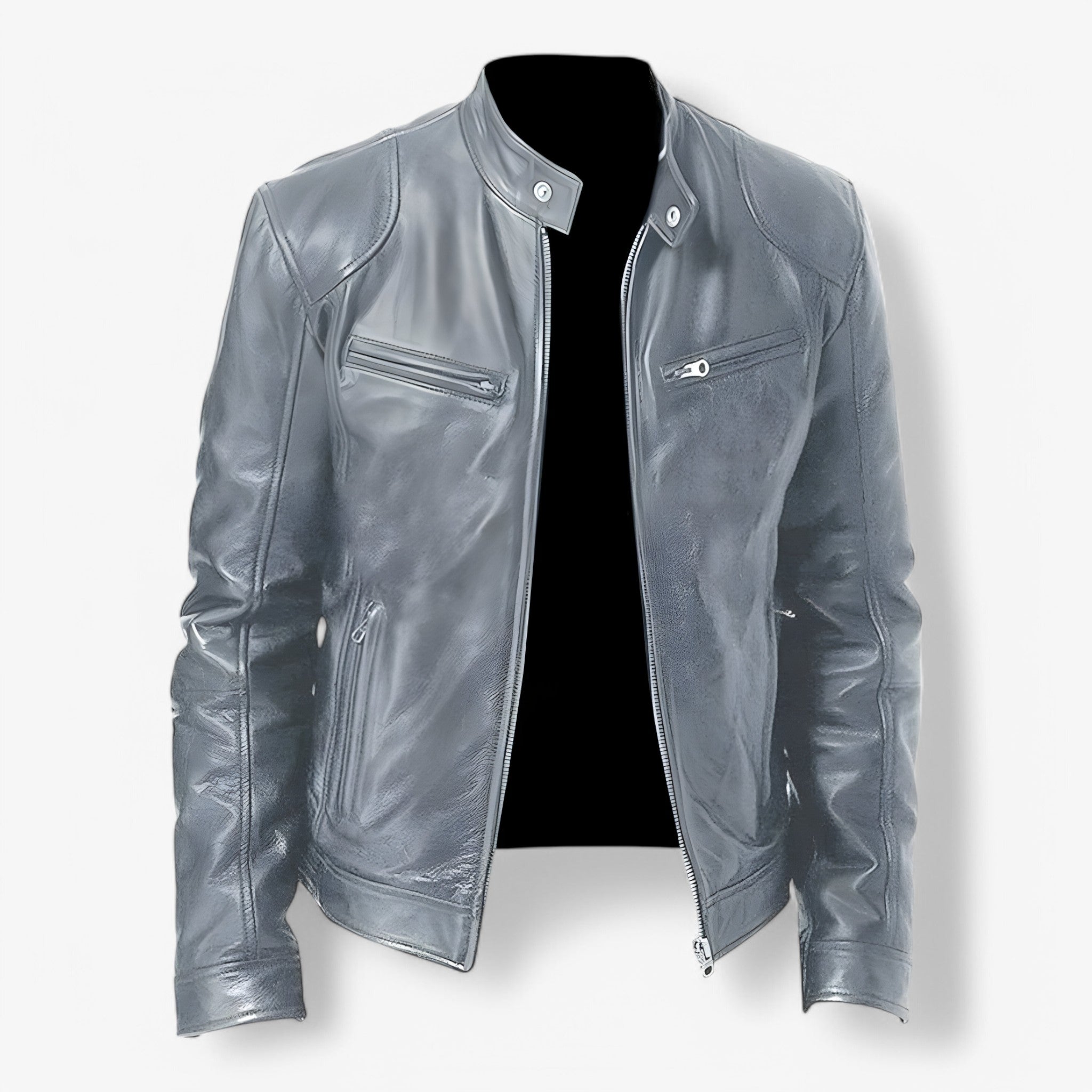 Martin | Giacca in Pelle Casual - Grigio - leather jacket mens mens jacket - Concept Palermo