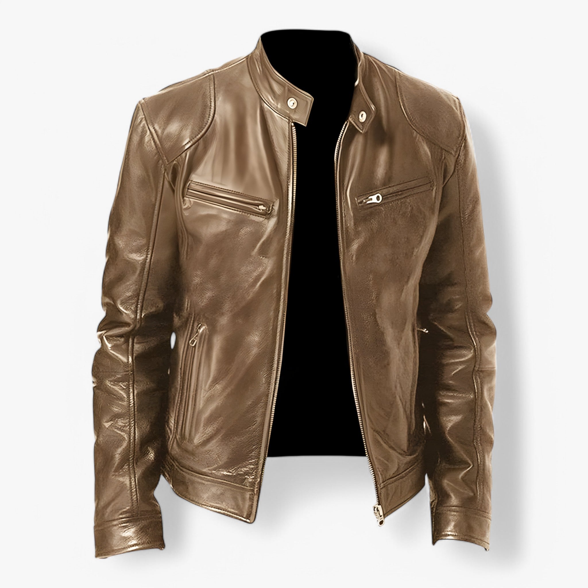 Martin | Giacca in Pelle Casual - Khaki - leather jacket mens mens jacket - Concept Palermo