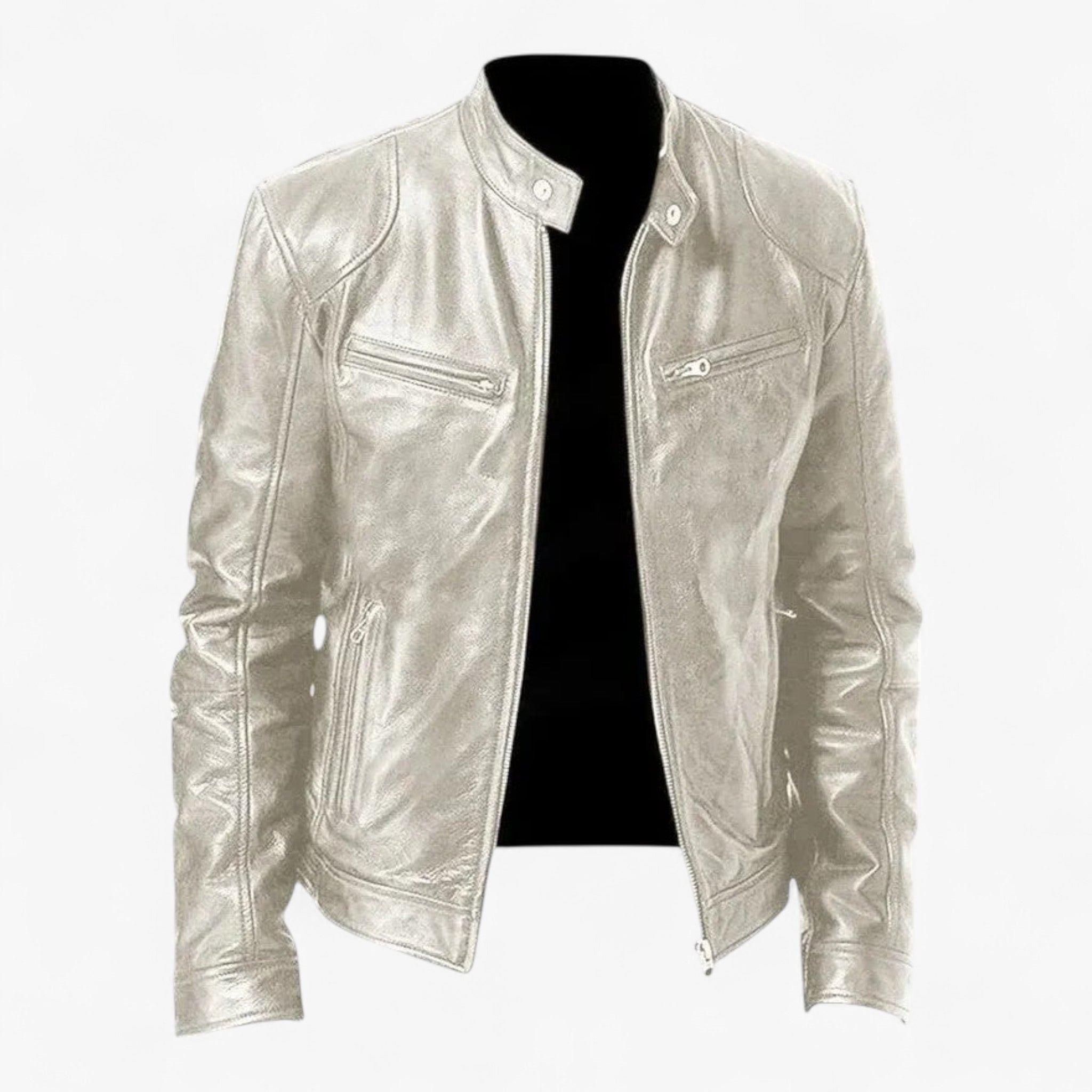 Darren | Giacca di Pelle Casual - Argento - casual Leather men Winter - Concept Palermo