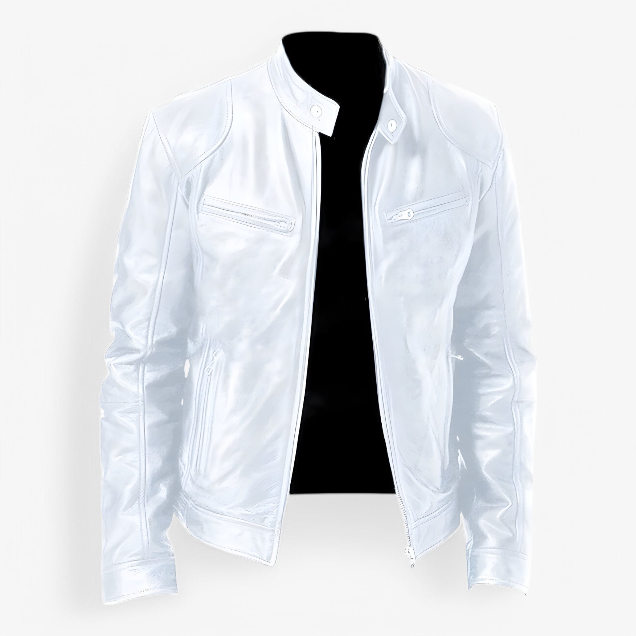 Martin | Giacca in Pelle Casual - Bianco - leather jacket mens mens jacket - Concept Palermo