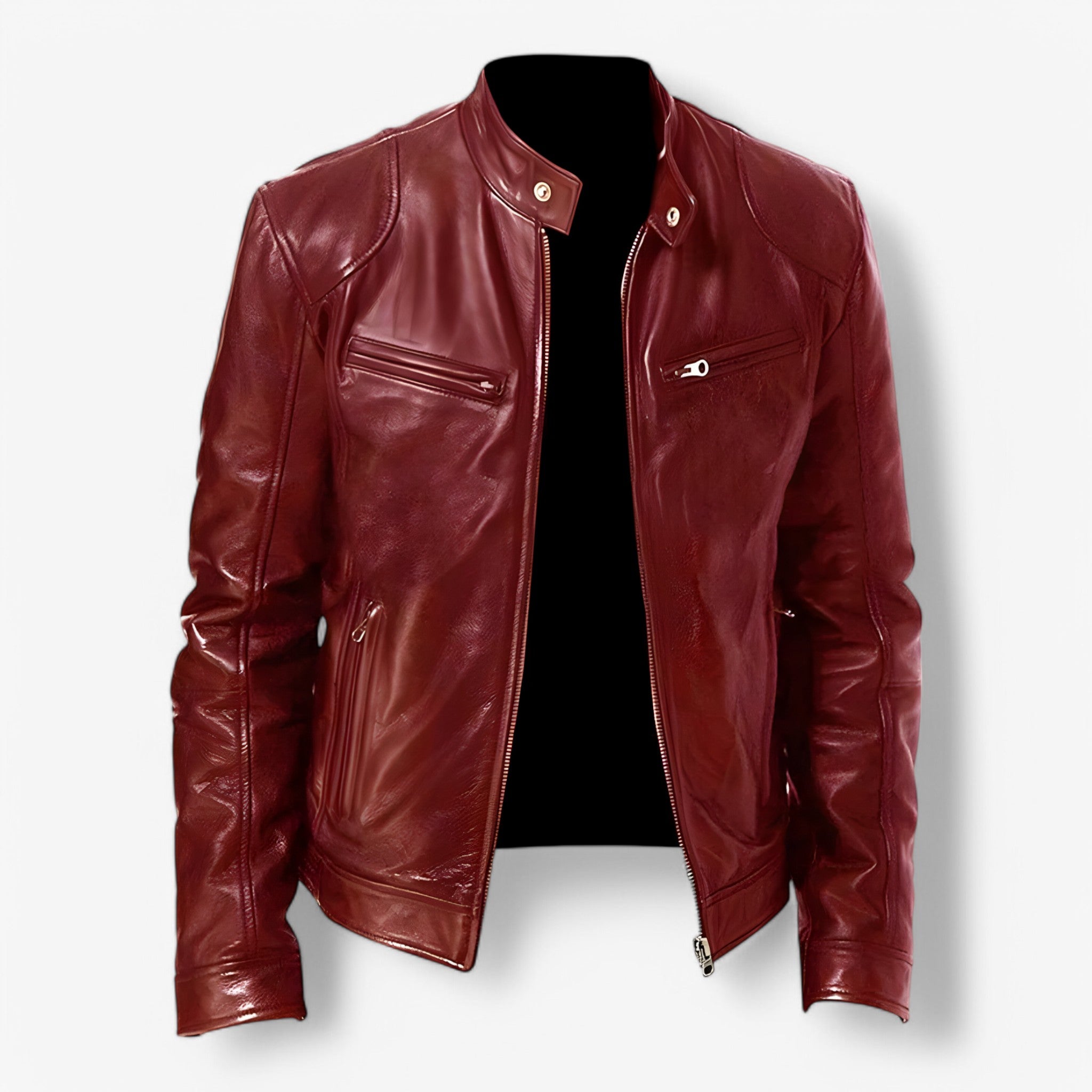 Martin | Giacca in Pelle Casual - Bordeaux - leather jacket mens mens jacket - Concept Palermo