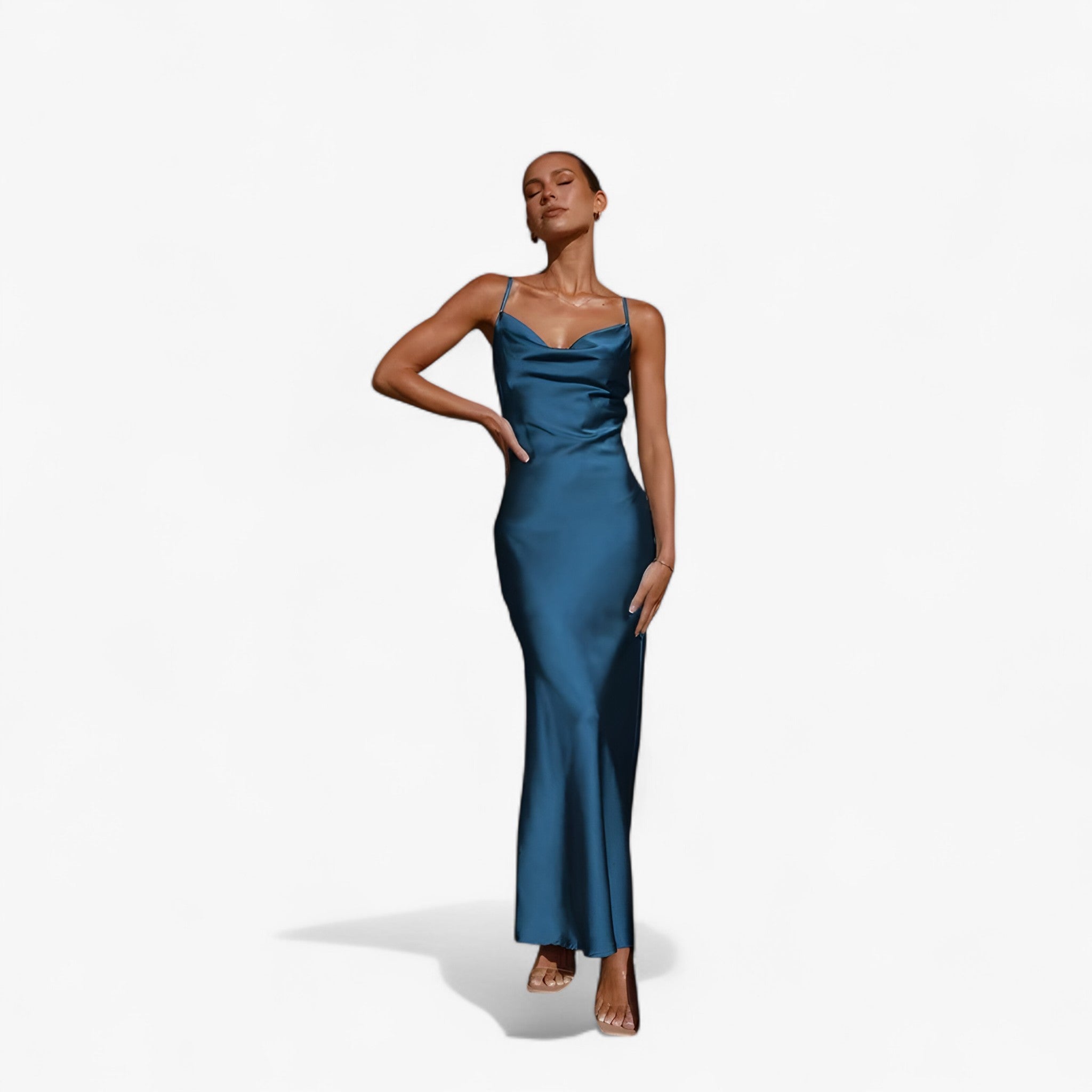Dianne | Abito Lungo in Seta - Blu - - Concept Palermo