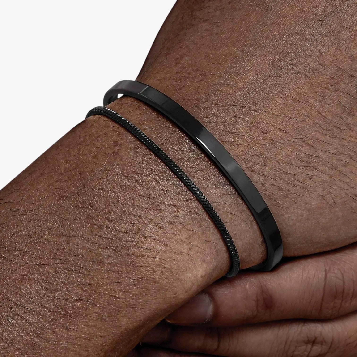 Philip | Set Bracciali Uomo in Acciaio con Dettagli Neri - - BRACELET bracelet for men BRACELETS mens bracelet - Concept Palermo