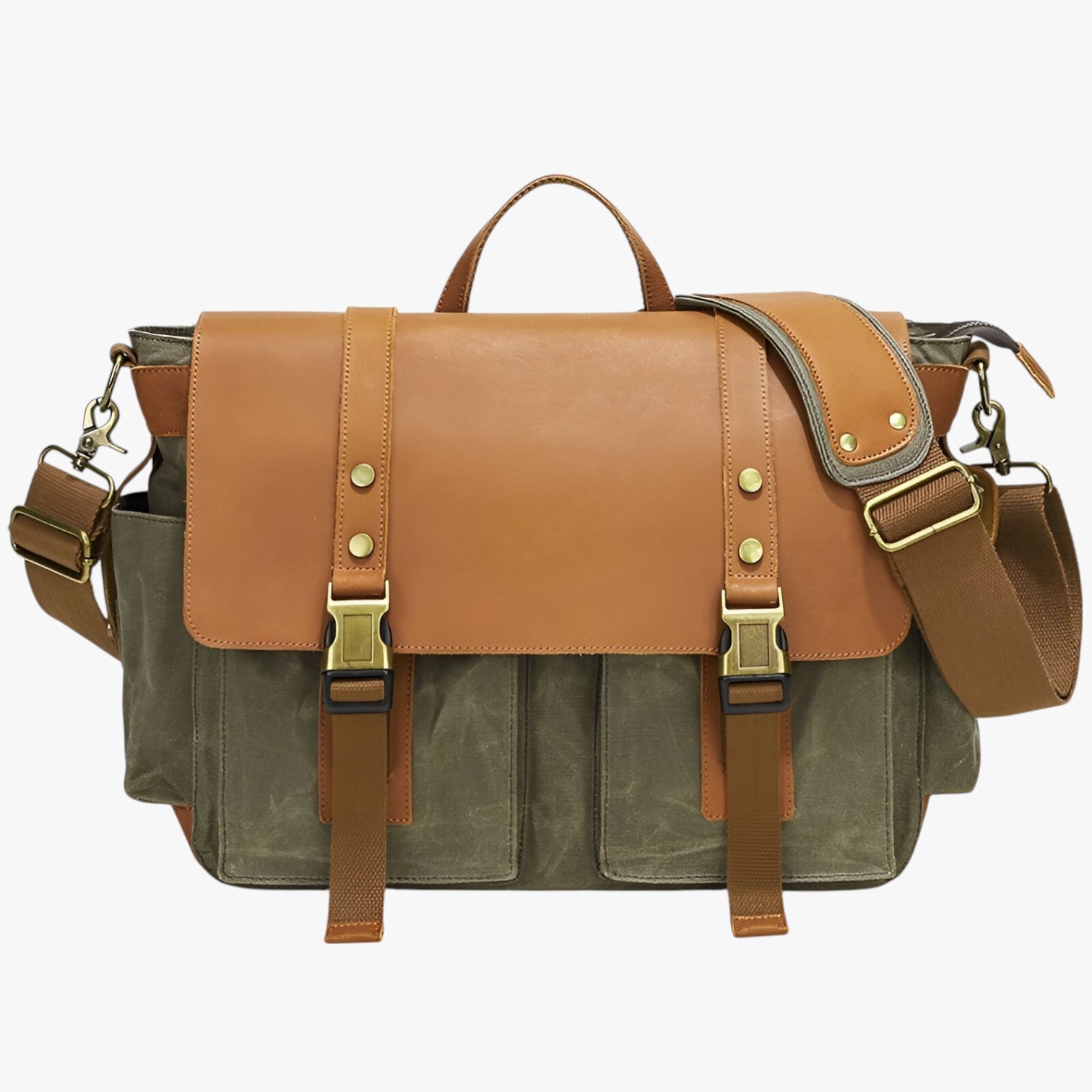 Israel | Borsa Messenger in Pelle Vintage - Verde militare - Bags men bag mens bag - Concept Palermo