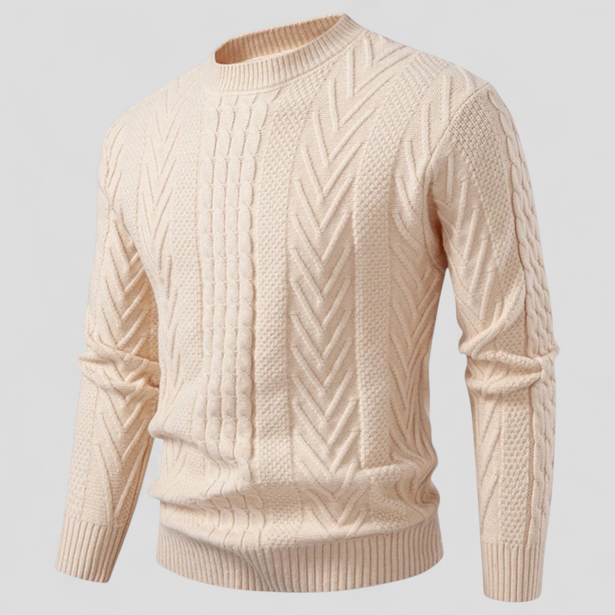 Zander | Maglione da uomo slim fit, luminoso e caldo per l'autunno/inverno - kakhi - Sweater sweater men sweaters - Concept Palermo