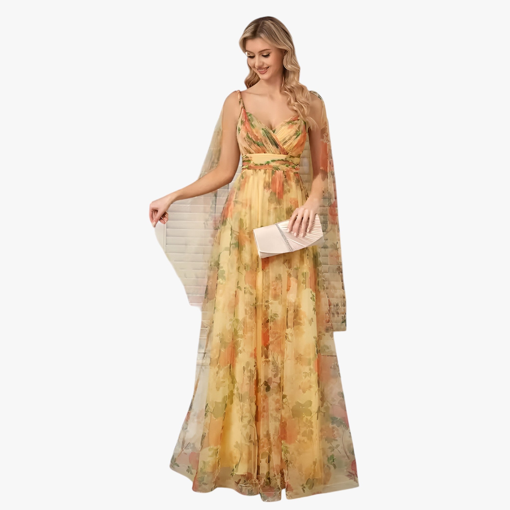 Valentina | Abito da Sera in Chiffon con Scollo a V - - - Concept Palermo