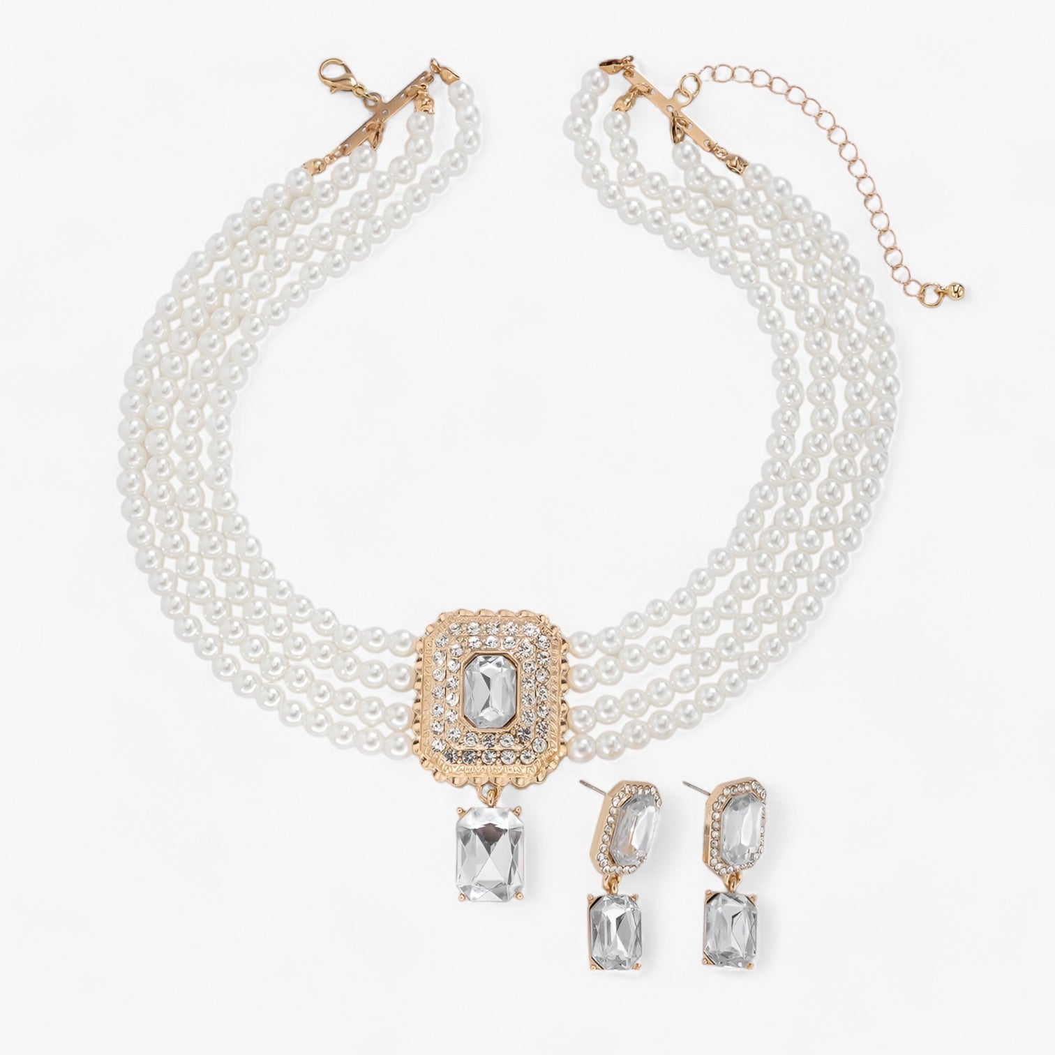 Rebecca | Eleganza Retro Lattaceo: Set di gioielli a più strati con perle per donne - Colore oro trasparente - Accessories Jewelry Gift Gifts for women women - Concept Palermo