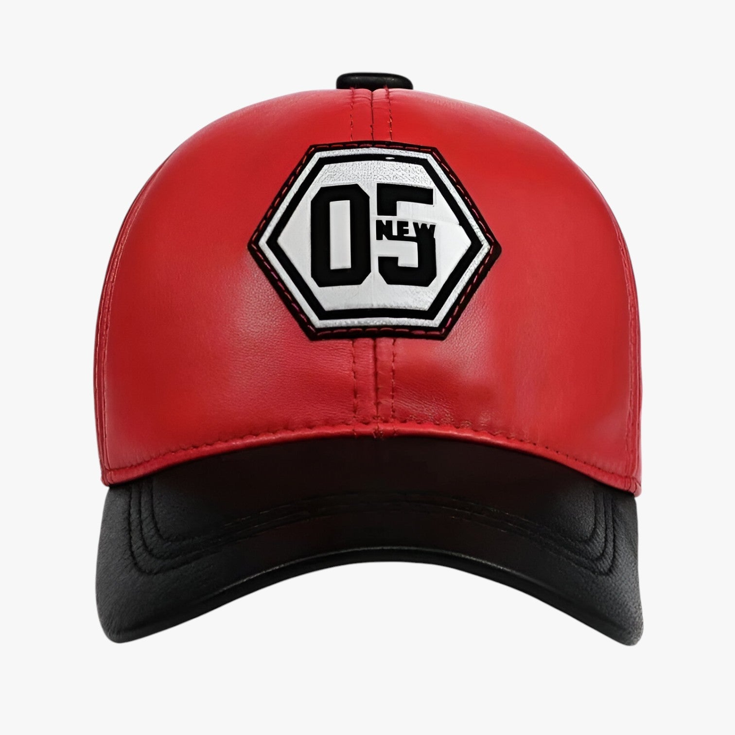 Alessandro | Cappello in pelle rossa – Protezione solare con design ricamato - - Baseball caps caps mens accessory - Concept Palermo