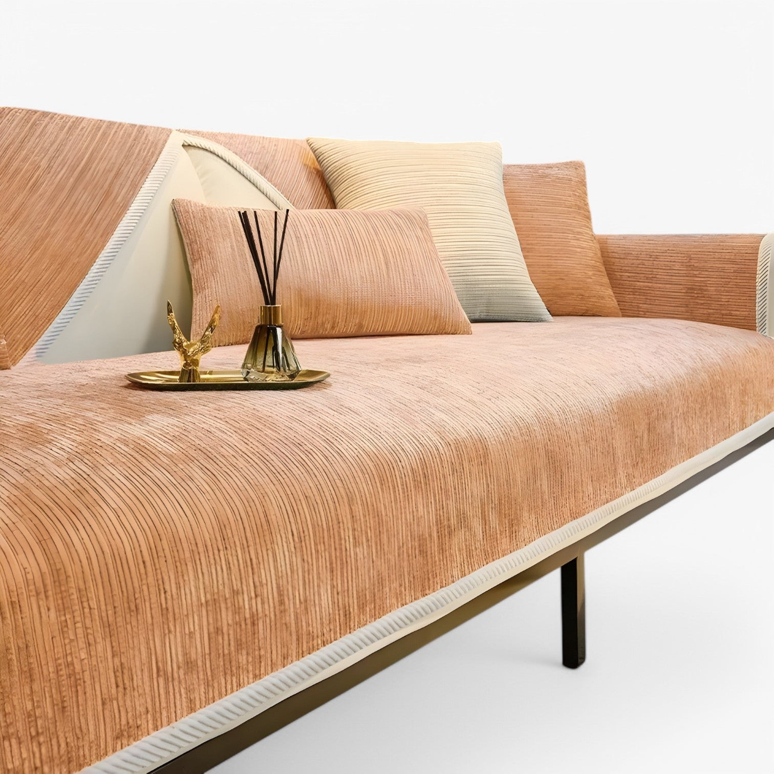 Cade | Copertura per Divano in Chenille Rigata – Protegge e Abbellisce il Tuo Divano - Arancione - Home Home & Garden - Concept Palermo