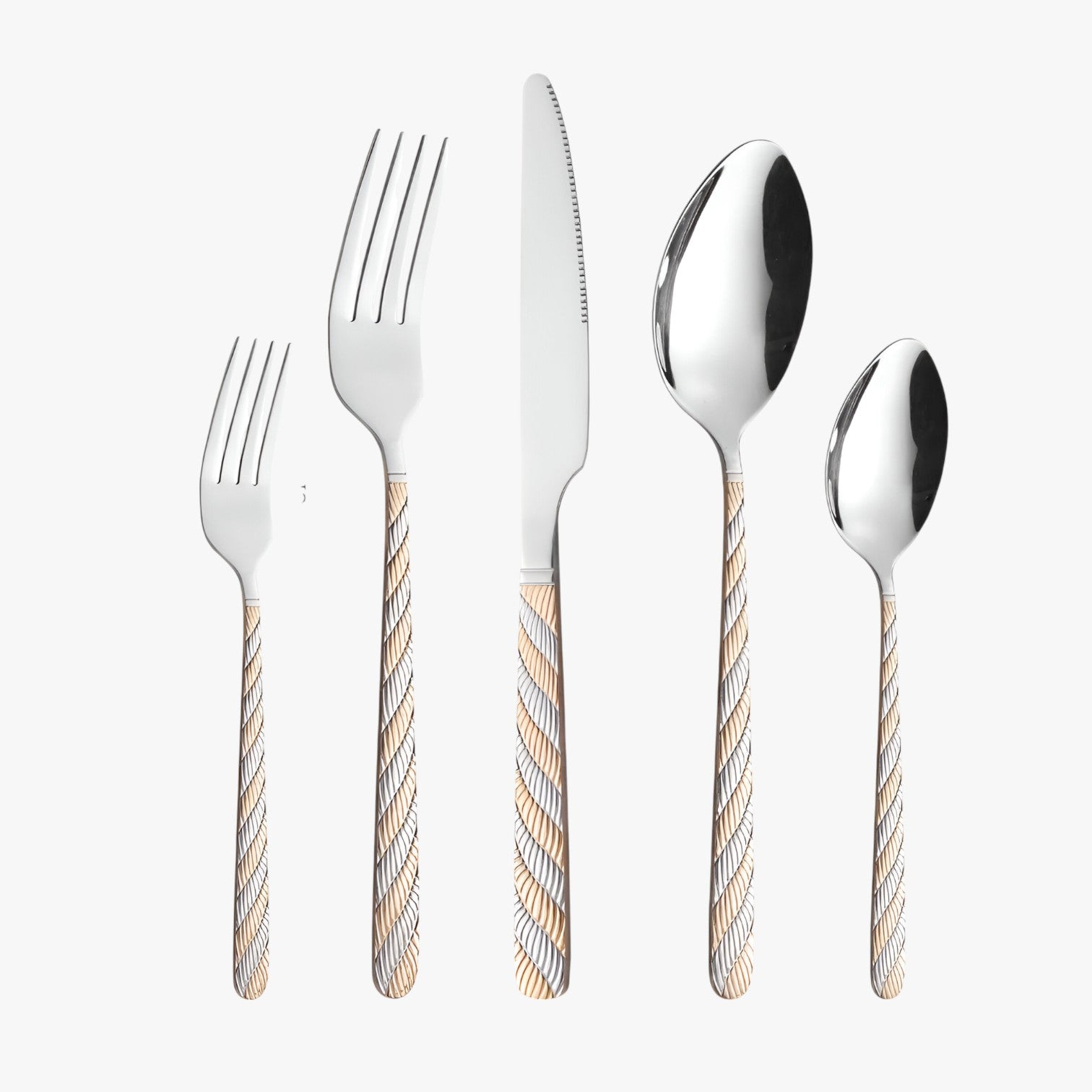 Haley | Set di posate intrecciate in acciaio inox - Colore foto oro - Kitchen kitchen utensil - Concept Palermo
