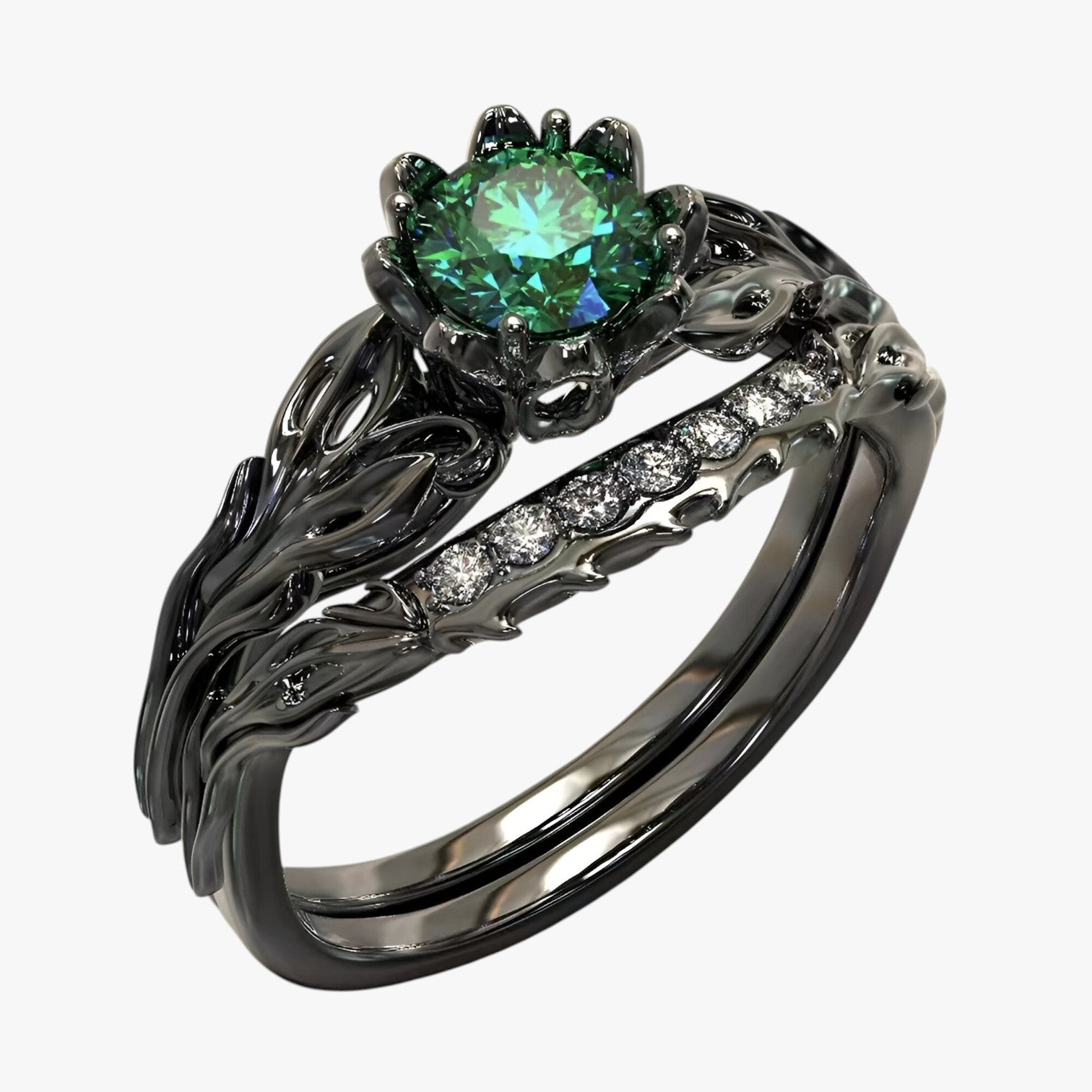 Hazel | Anelli Coppia Gotici in Quarzo e Zircone - Nero Militare - couple ring Ring Rings women ring womens ring - Concept Palermo