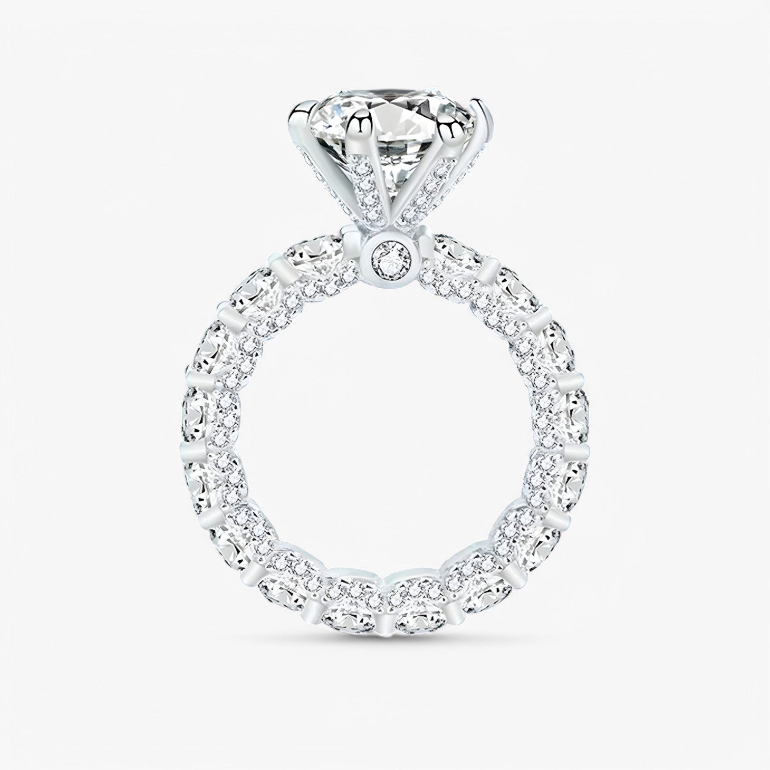 Rafaela | Anello di Fidanzamento in Moissanite – S925 Argento con Halo Nascosto - BIANCO - Accessories Jewelry Rings - Concept Palermo